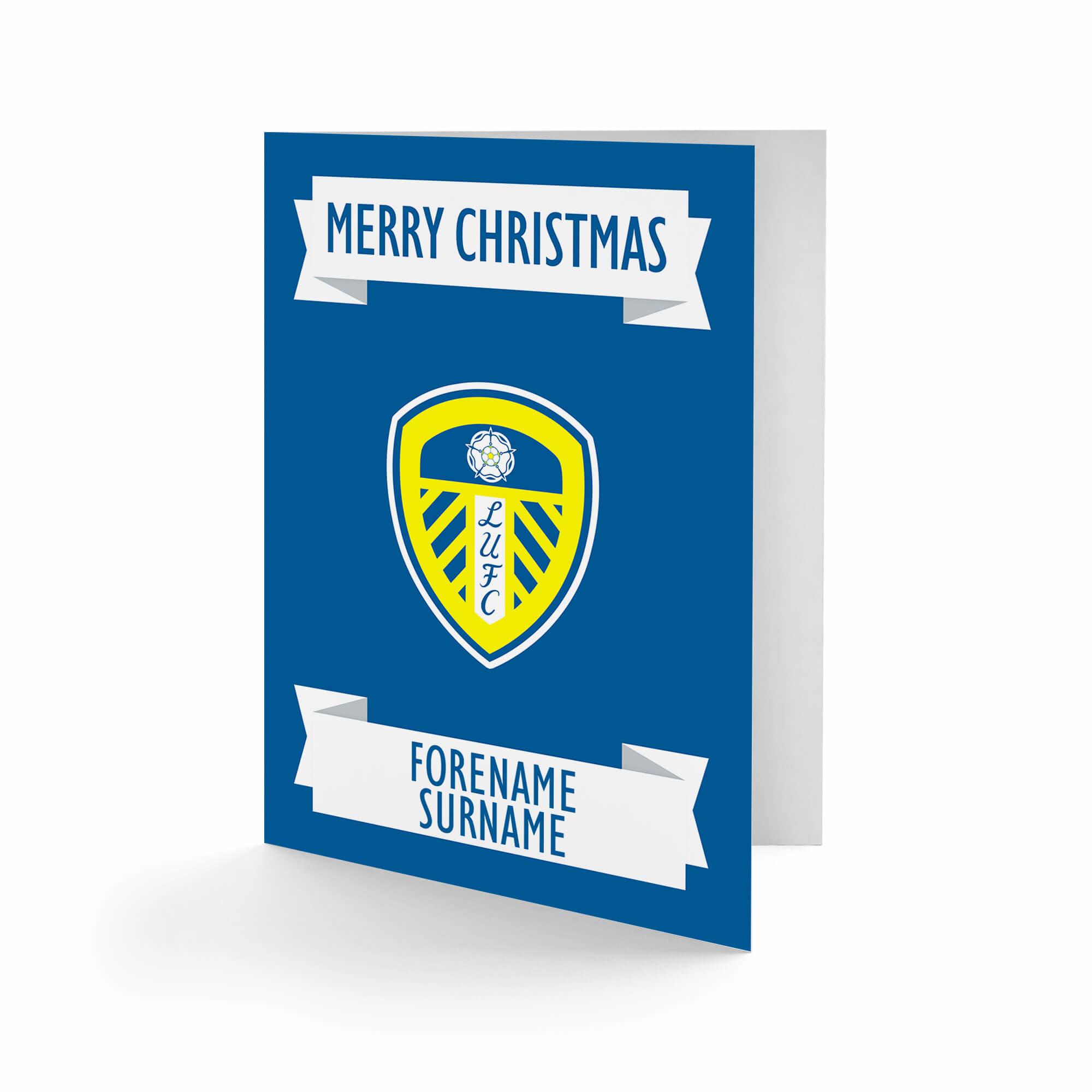 Personalised Leeds United FC Crest Christmas Card GiftsMart