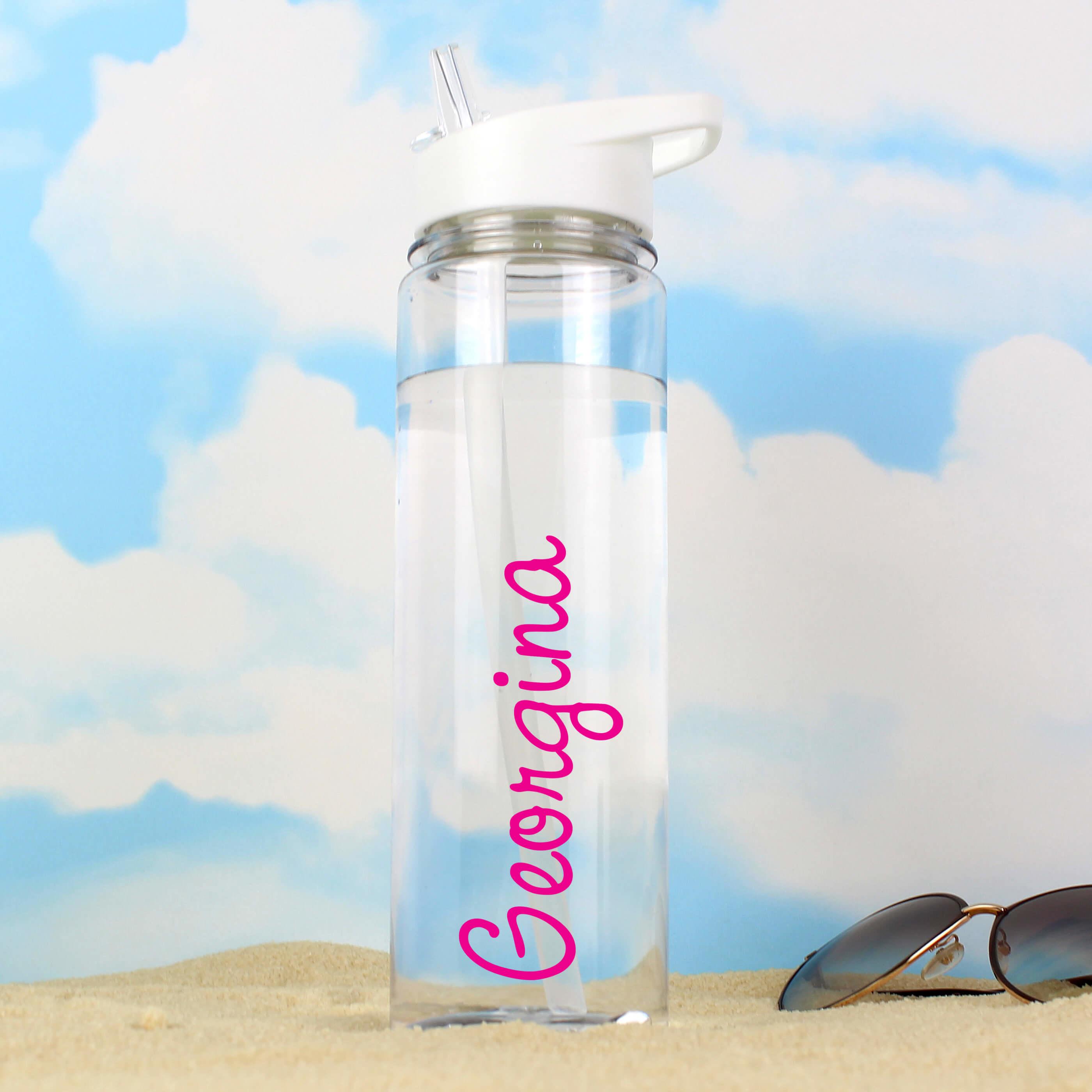 Personalised Pink Name Island Water Bottle GiftsMart.co.uk