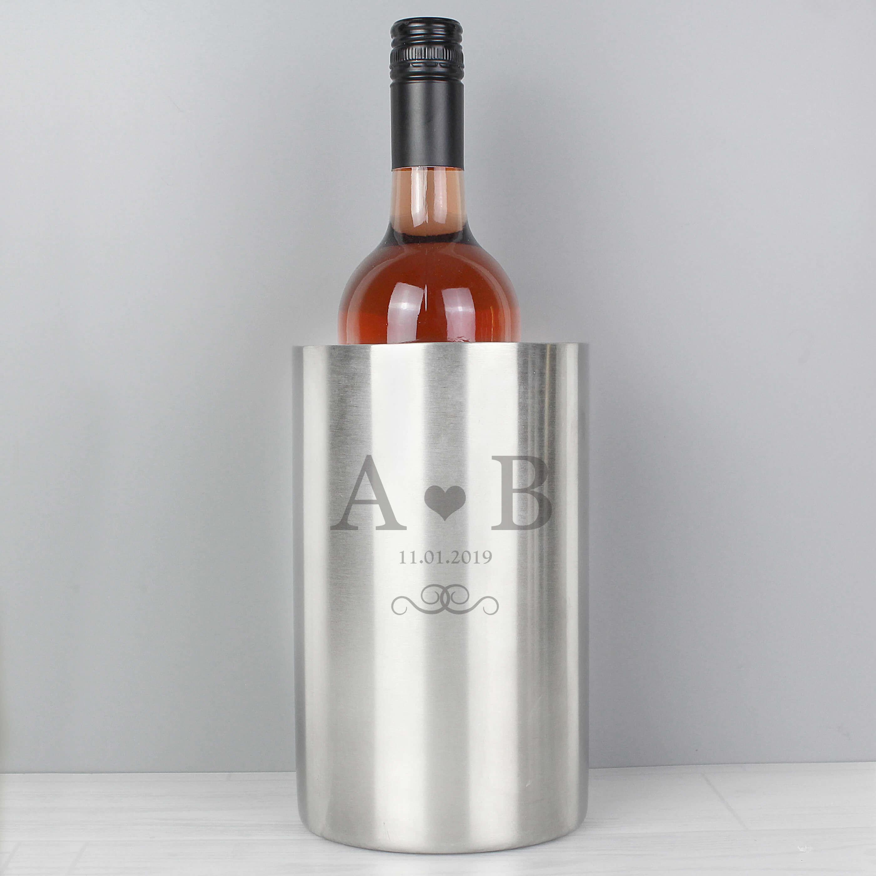 Stainless Steel Personalised Monogram Wine Cooler GiftsMart