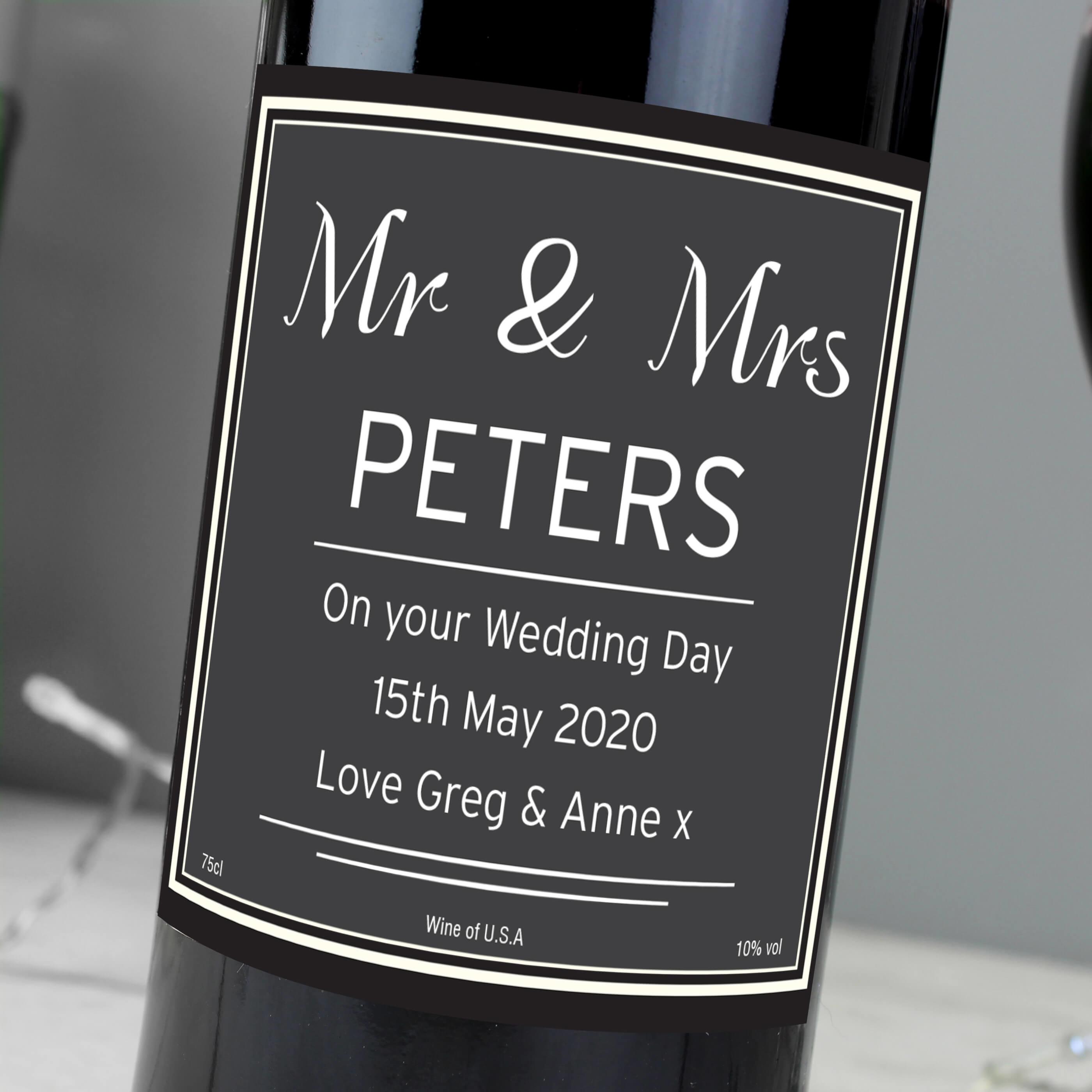 Couples Personalised Classic Red Wine - GiftsMart.co.uk - Personalised Wine