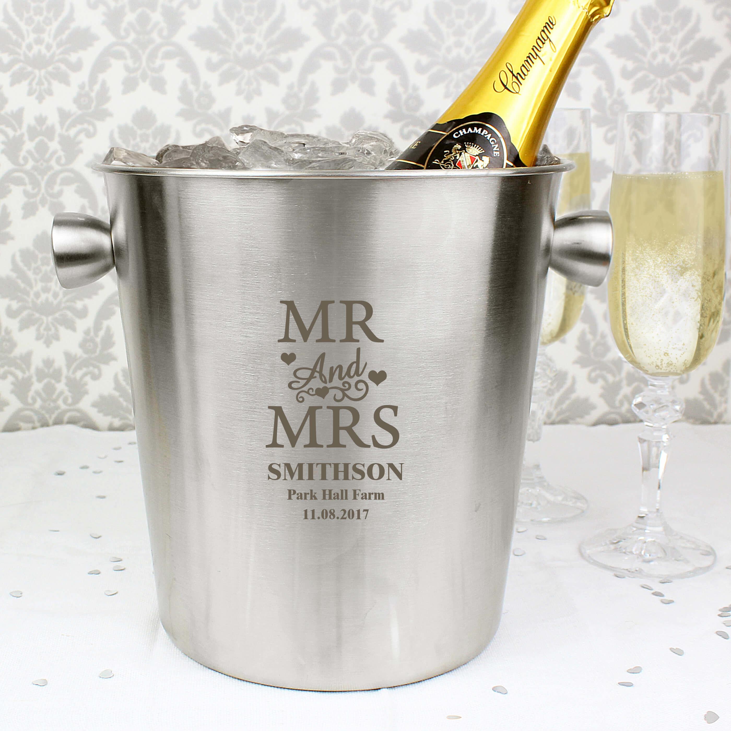 Mr and Mrs Personalised Ice Bucket GiftsMart