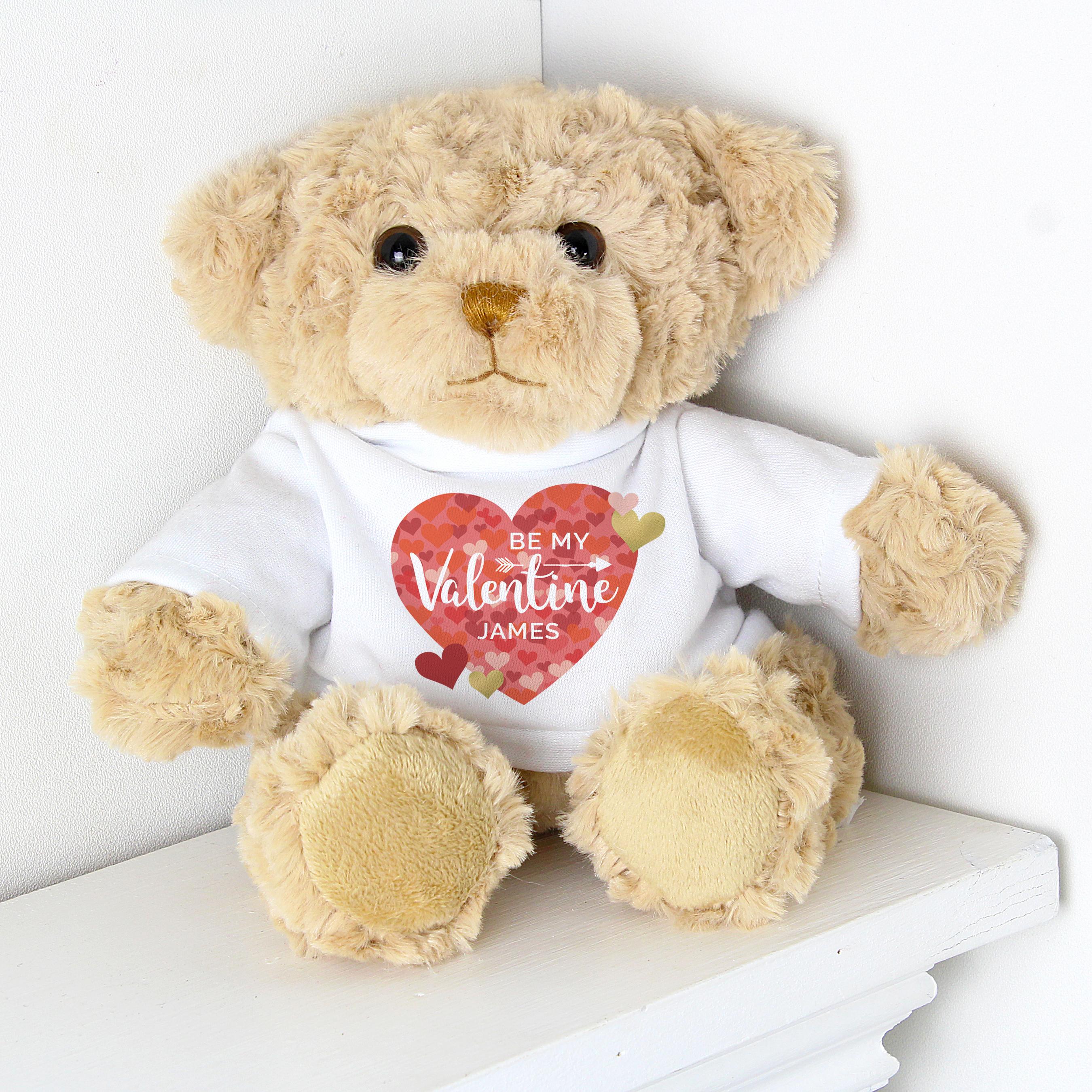 Personalised Confetti Hearts Valentines Day Teddy Bear - GiftsMart