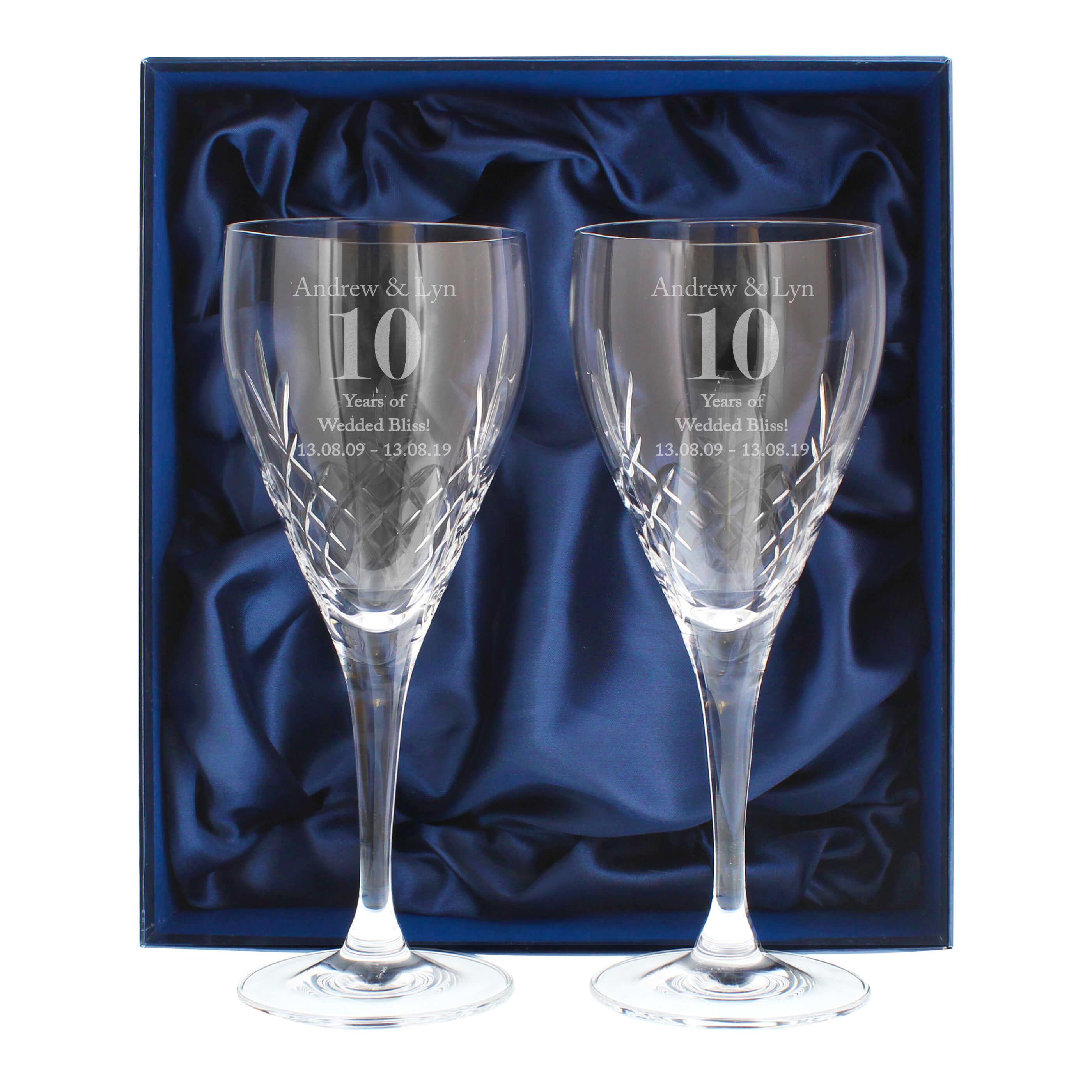 Anniversary Personalised Crystal Wine Glasses GiftsMart.co.uk