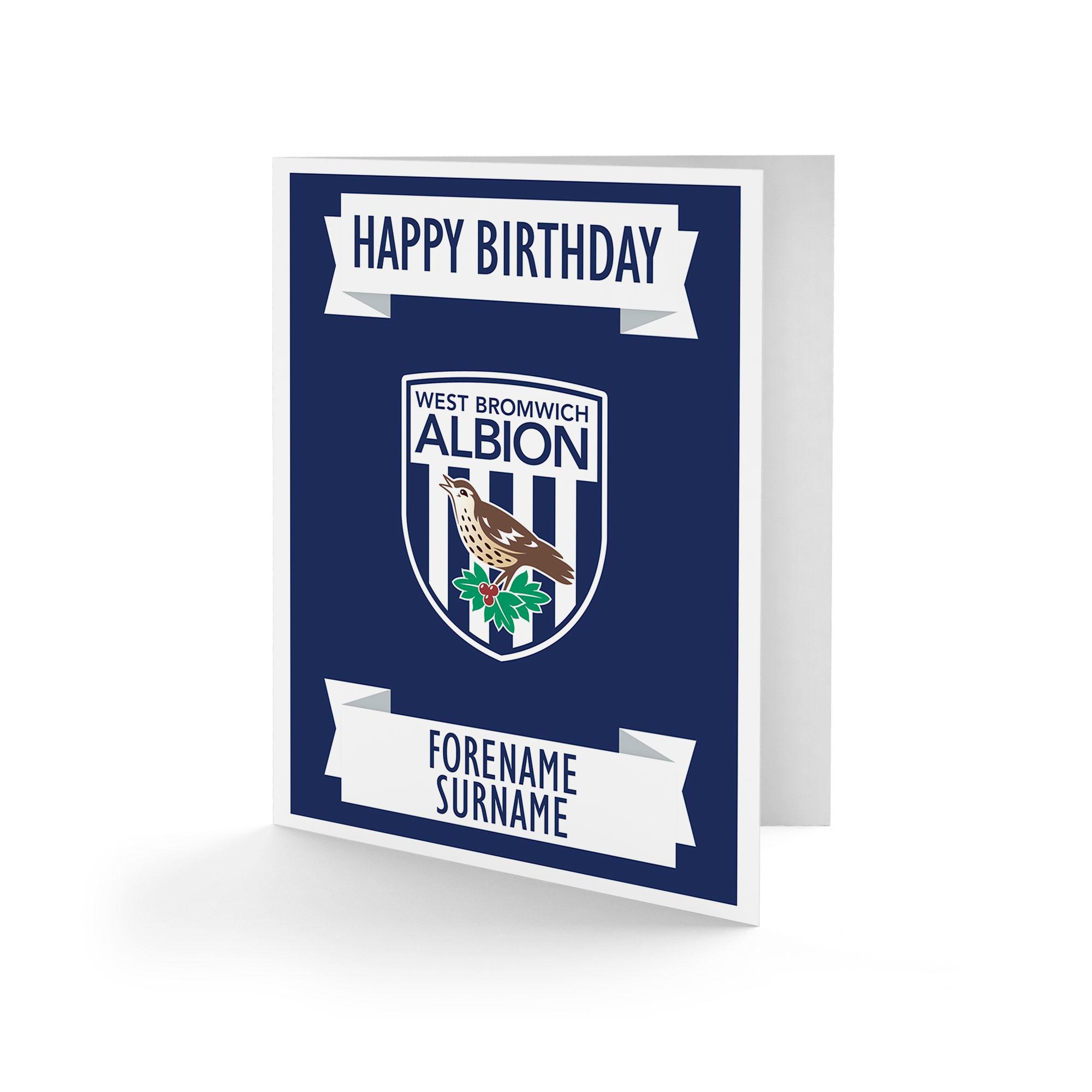 Personalised West Bromwich Albion Happy Birthday Card ...
