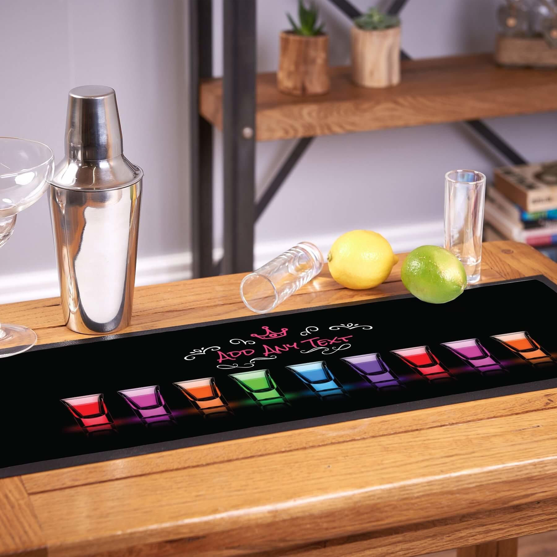 Shot Glasses Personalised Bar Runner GiftsMart.co.uk