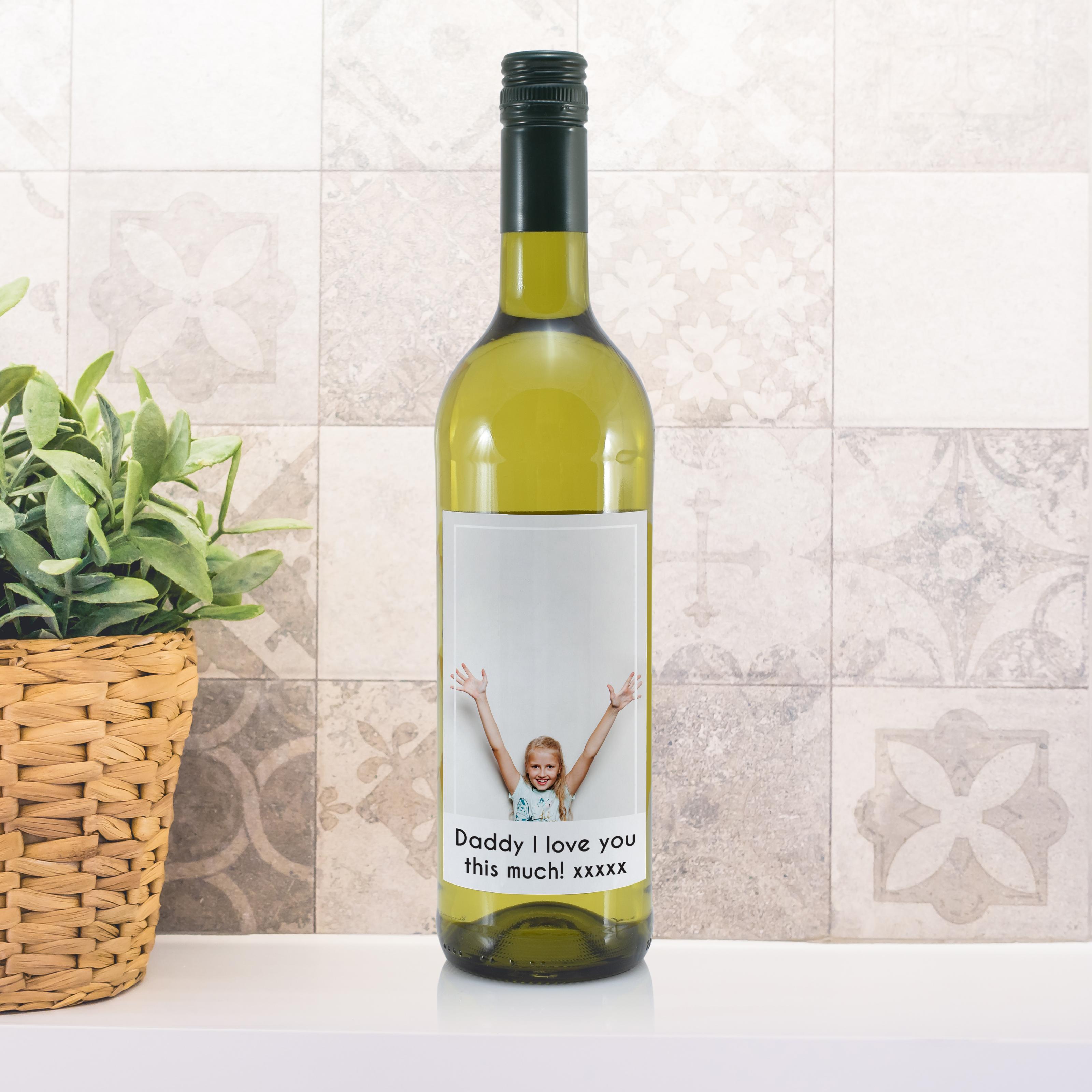 Bottle of White Wine Photo Upload GiftsMart Personalised Wine