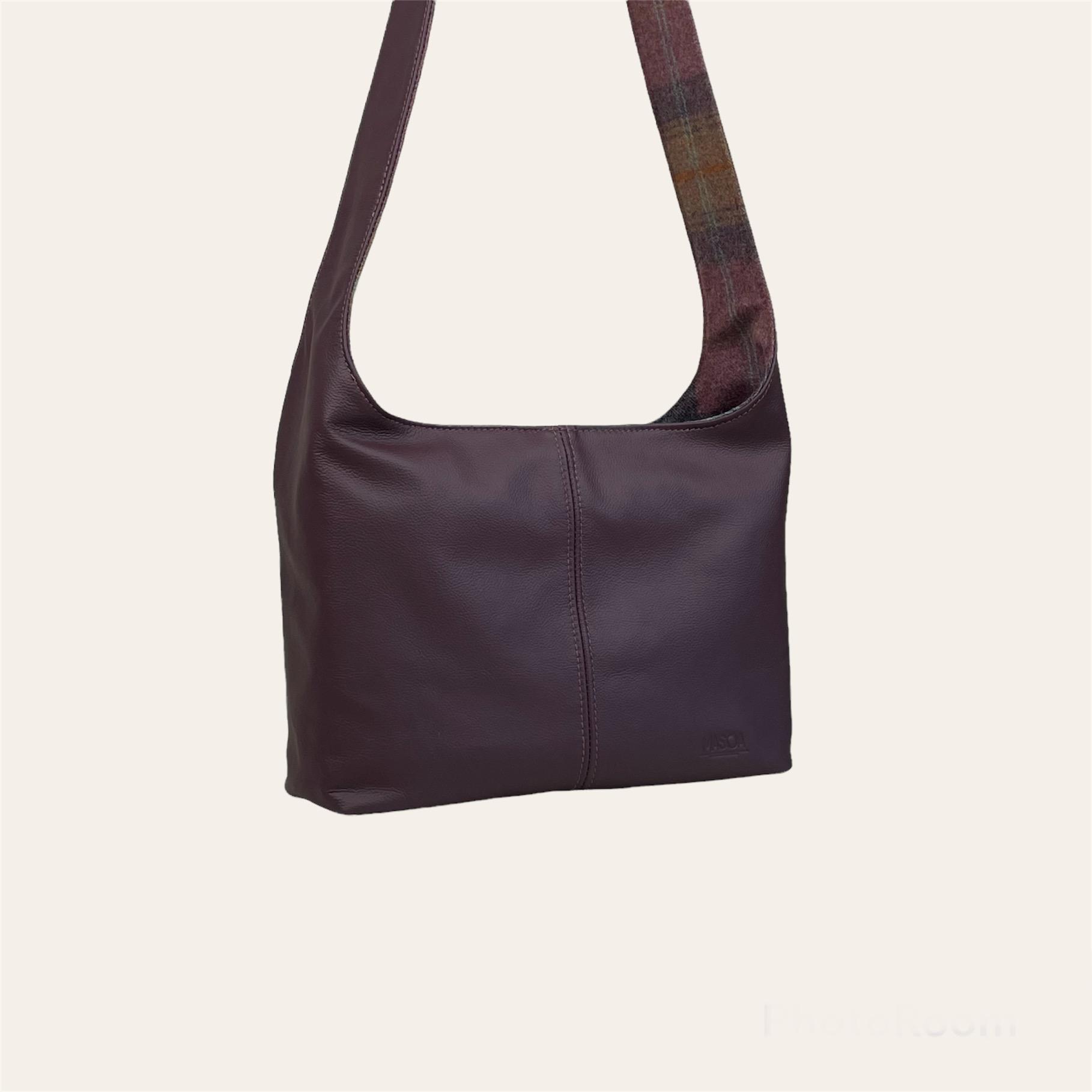 Plum leather tote bag online