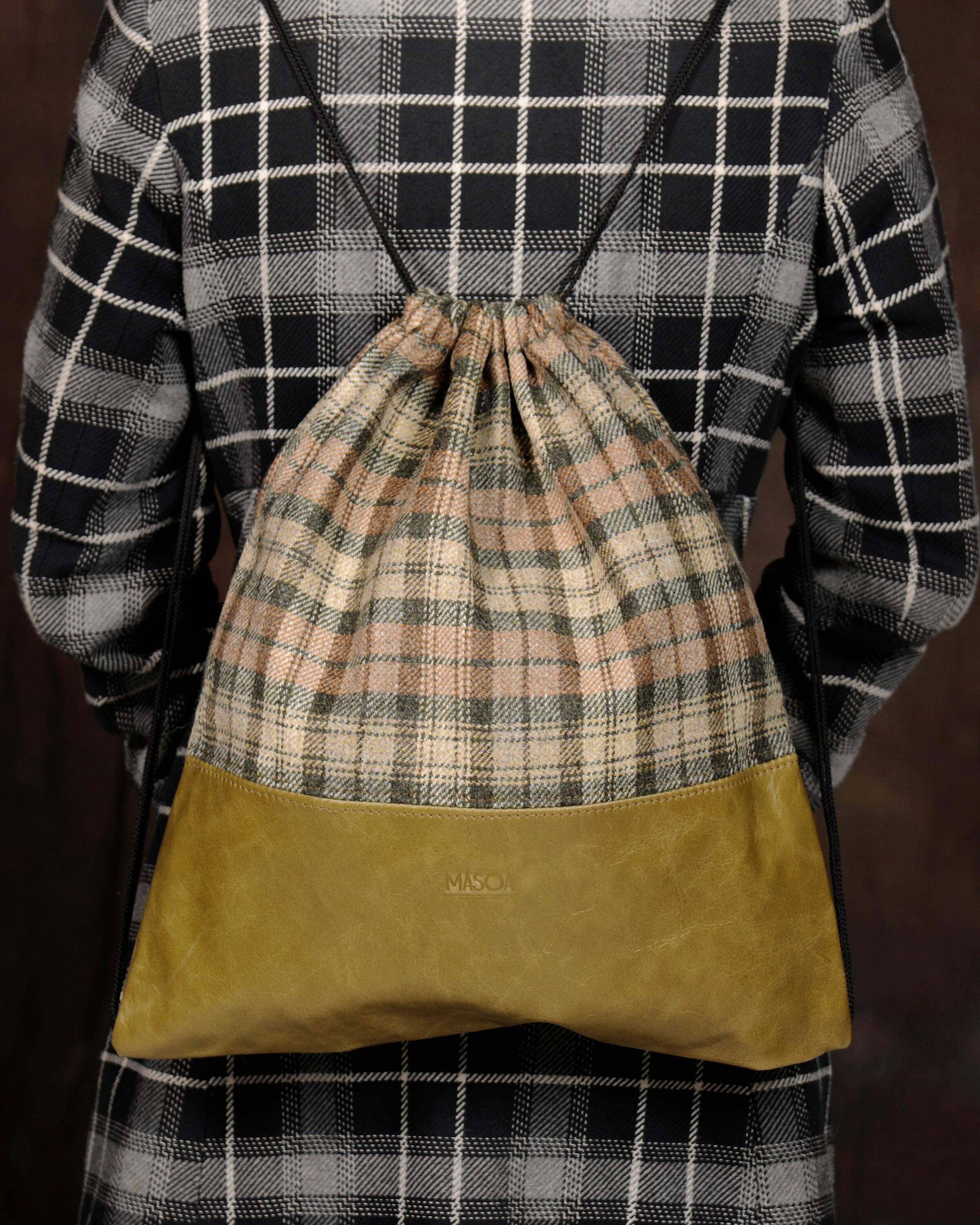 Drawstring Slouch Backpack Leather Drawstring Bag