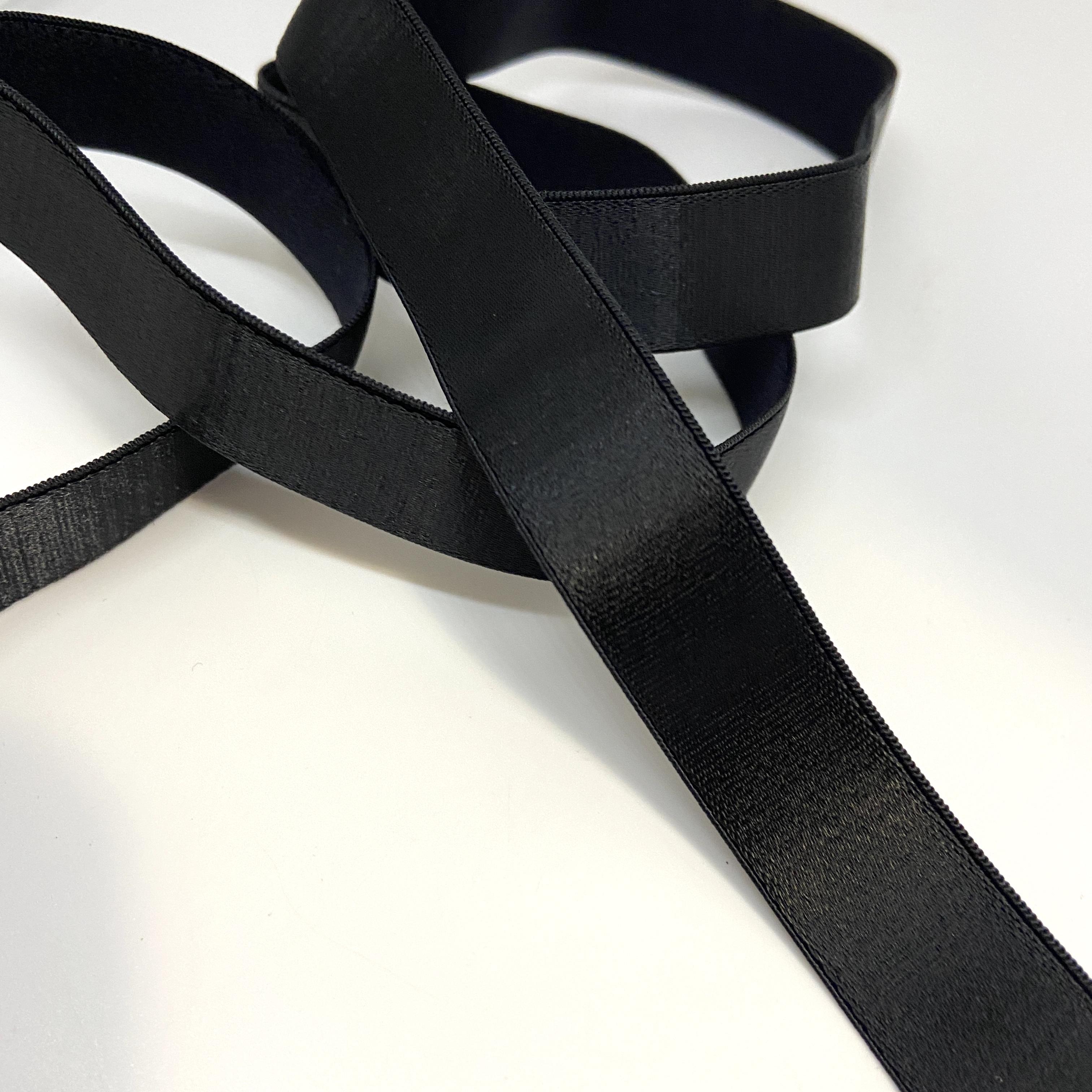 Bra STRAP Elastic 18mm BLACK Plain Edge SW00687 Sheen Face with plush back