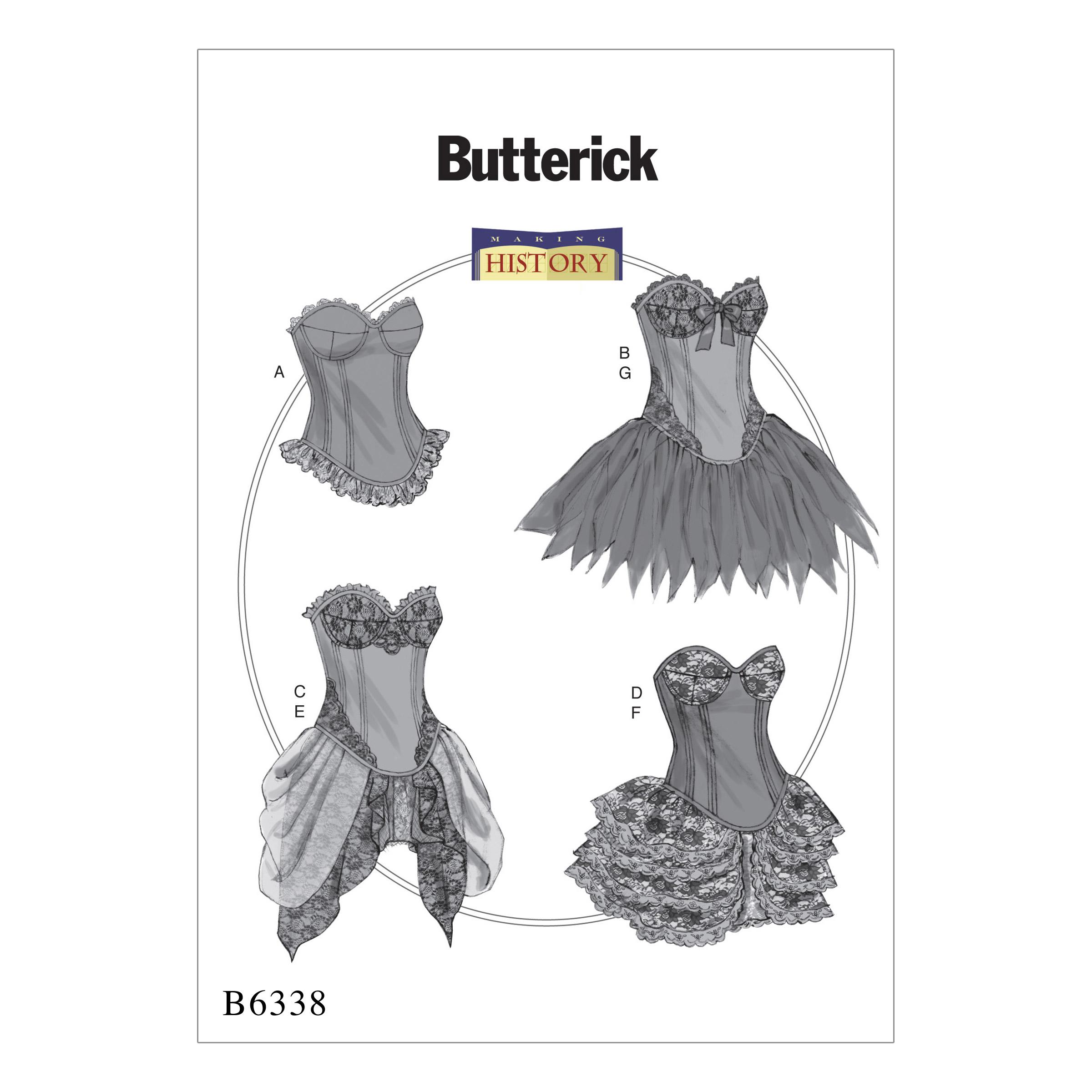 Pattern - Butterick - Costume - Making History - Corsets, 4 styles,  (B4669), each