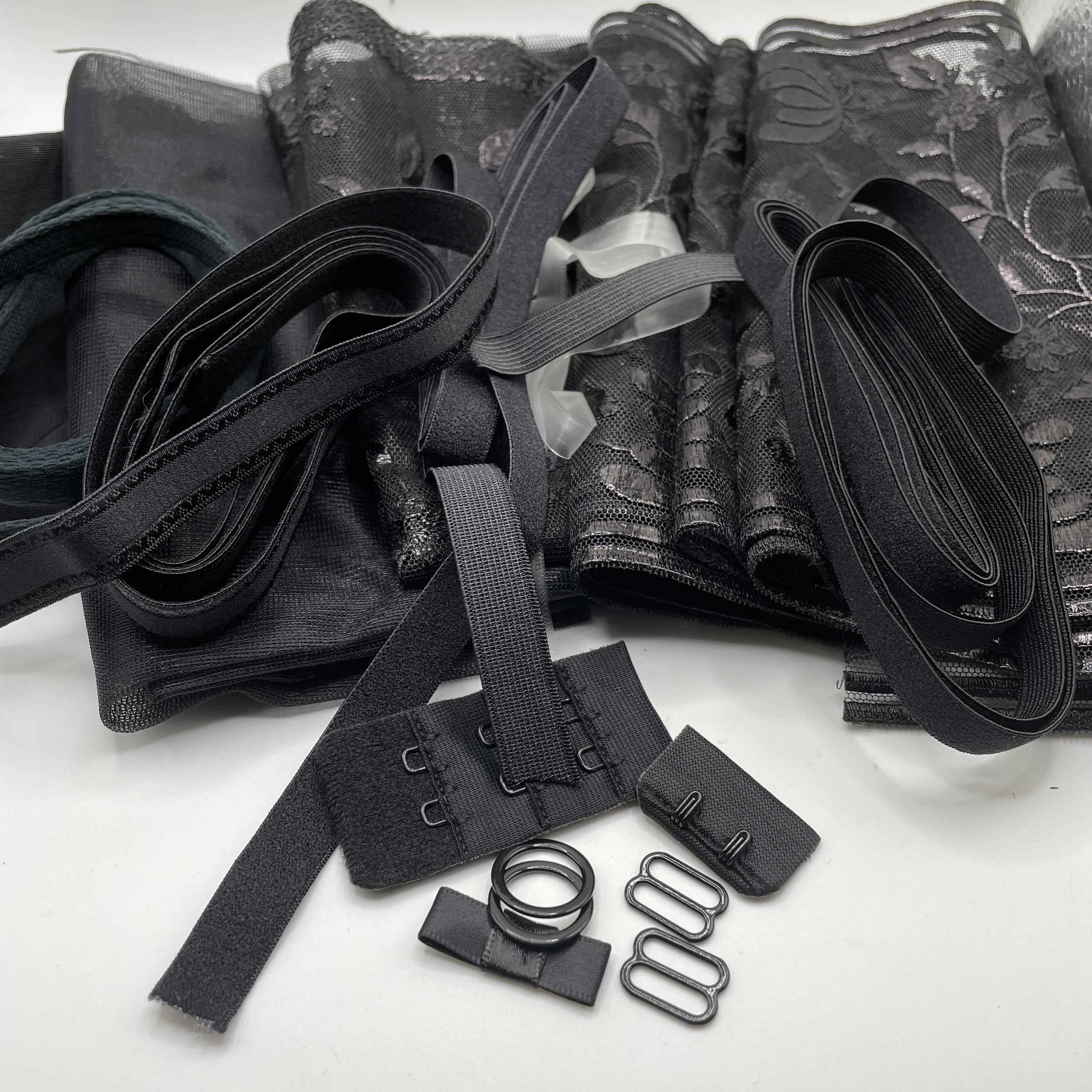 Kit - BLACK/NAVY, Fan Flower - Black Beauty, View B, Wired BRA - per kit  (click for details)