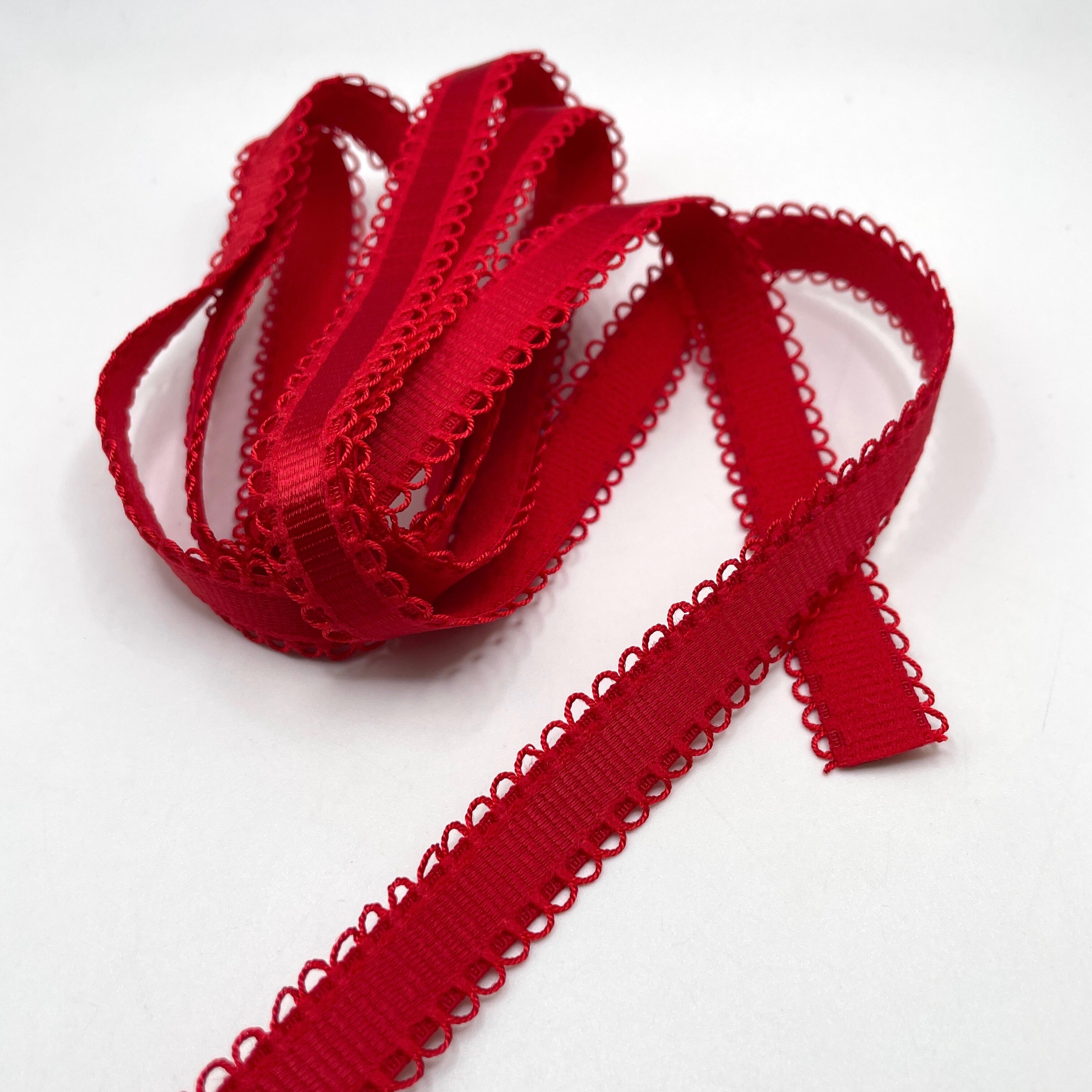 Elastic - Bra Strap - Looped Edge (SW00860) satin face, with plush back -  12-15mm TRUE RED 3439