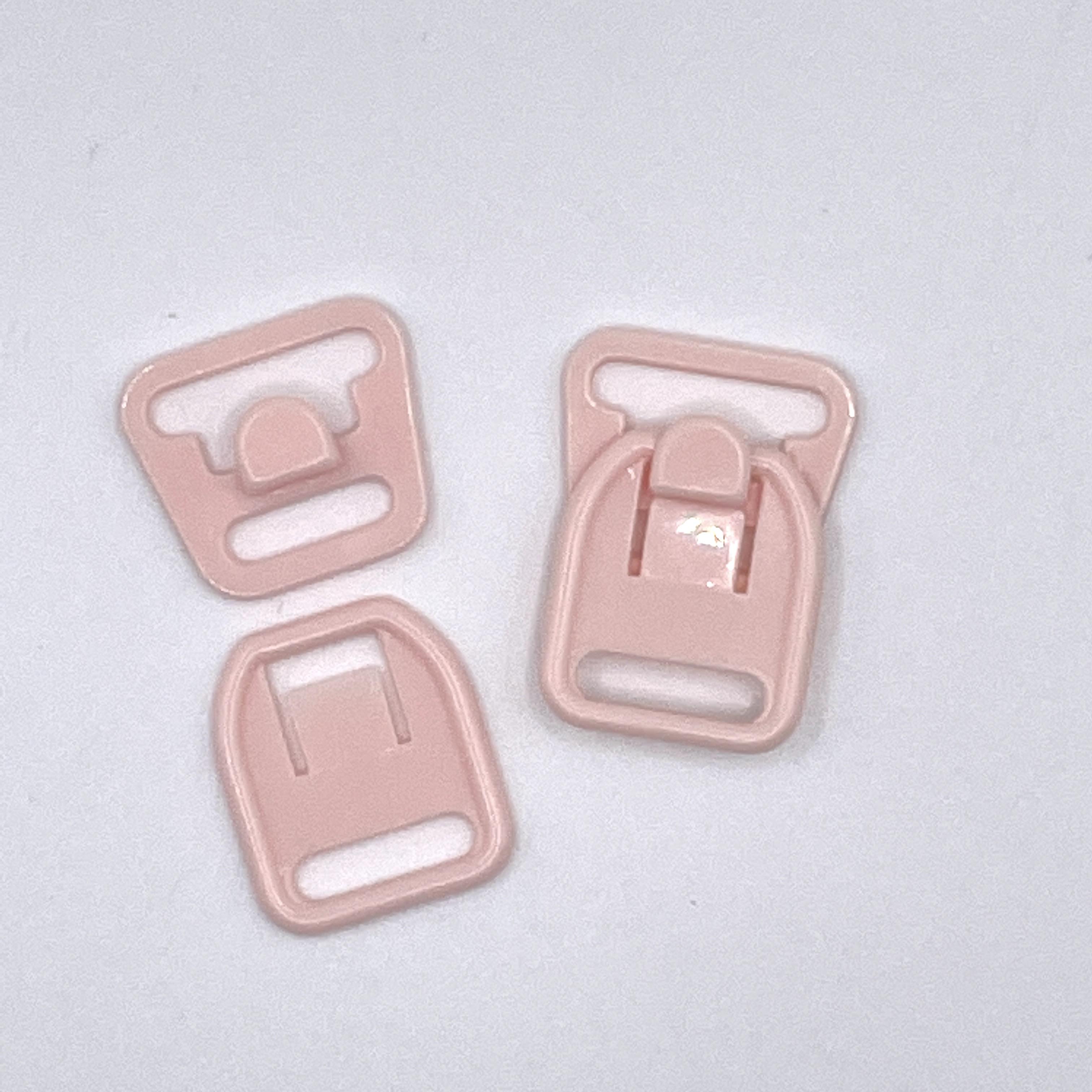 Bra Clasp - Maternity/Nursing - 12/15mm PLASTIC, LIGHT PINK per pair (for  one bra)