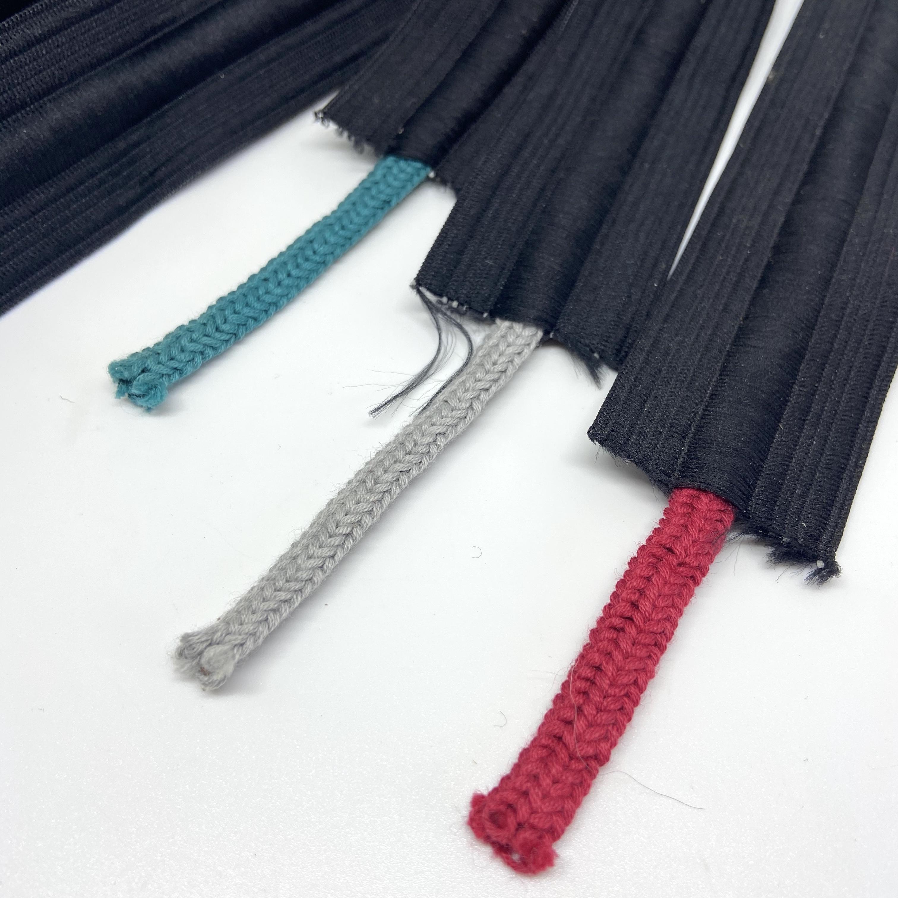 Drawstring elastic, 31mm wide with 5mm cord, Black elastic, (choice of cord  colour), per metre