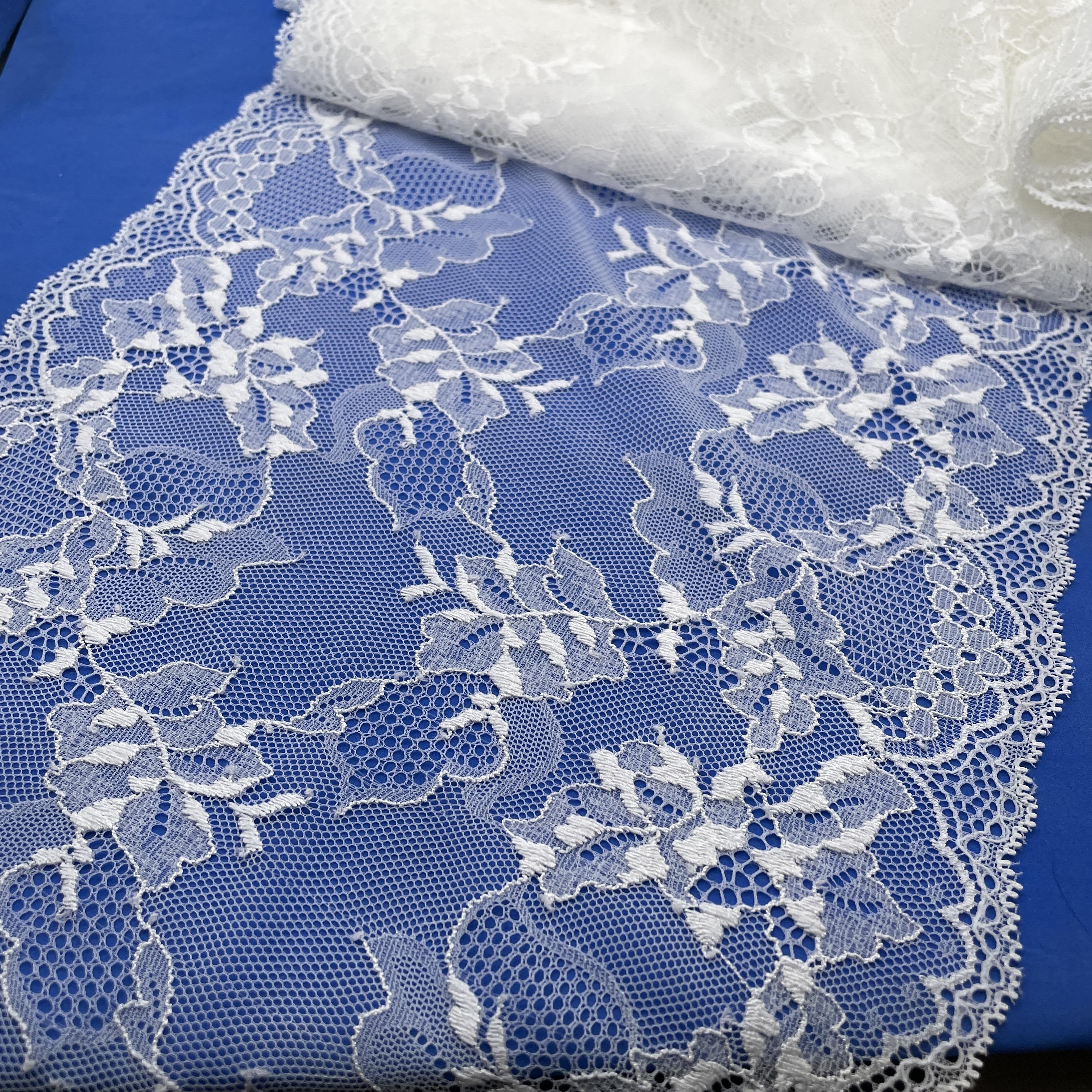 Lace Galloon - Stretch Twin Wide Lace with shaped/scalloped edges - CREAM