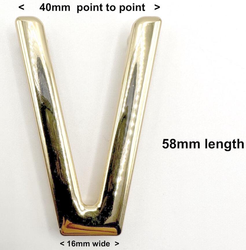 Trim - Metal - V shape - bikini/top/dress/separator - 45mm - GOLD, each