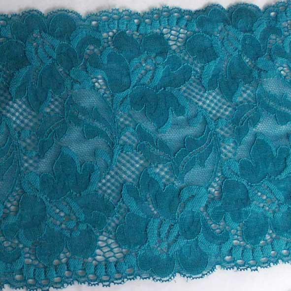 Lace - stretch - wide - Twin Galloon - 17cm (P10281) - French - Petroli  Teal GREEN, per metre