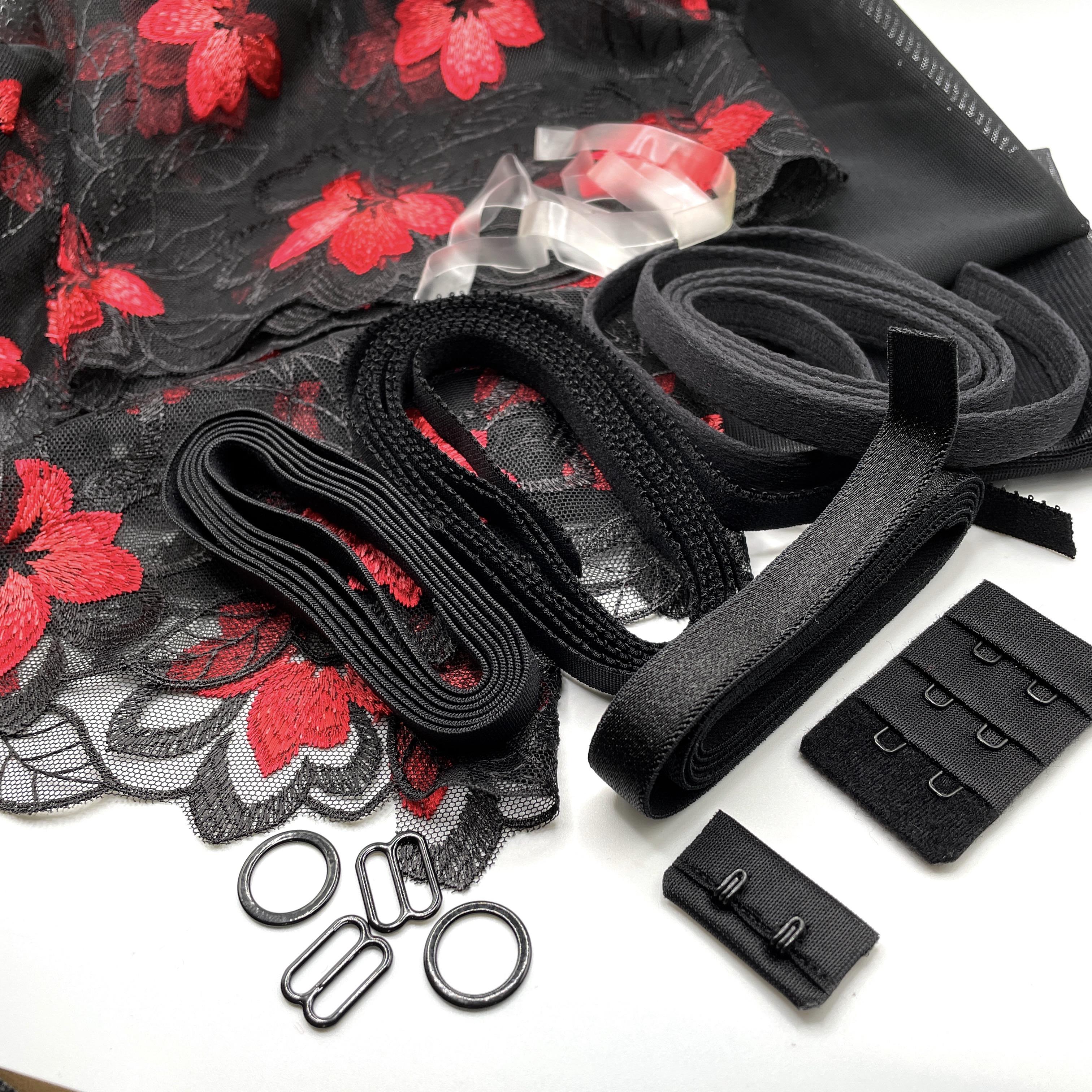 Kit - BLACK/NAVY, Fan Flower - Black Beauty, View B, Wired BRA - per kit  (click for details)