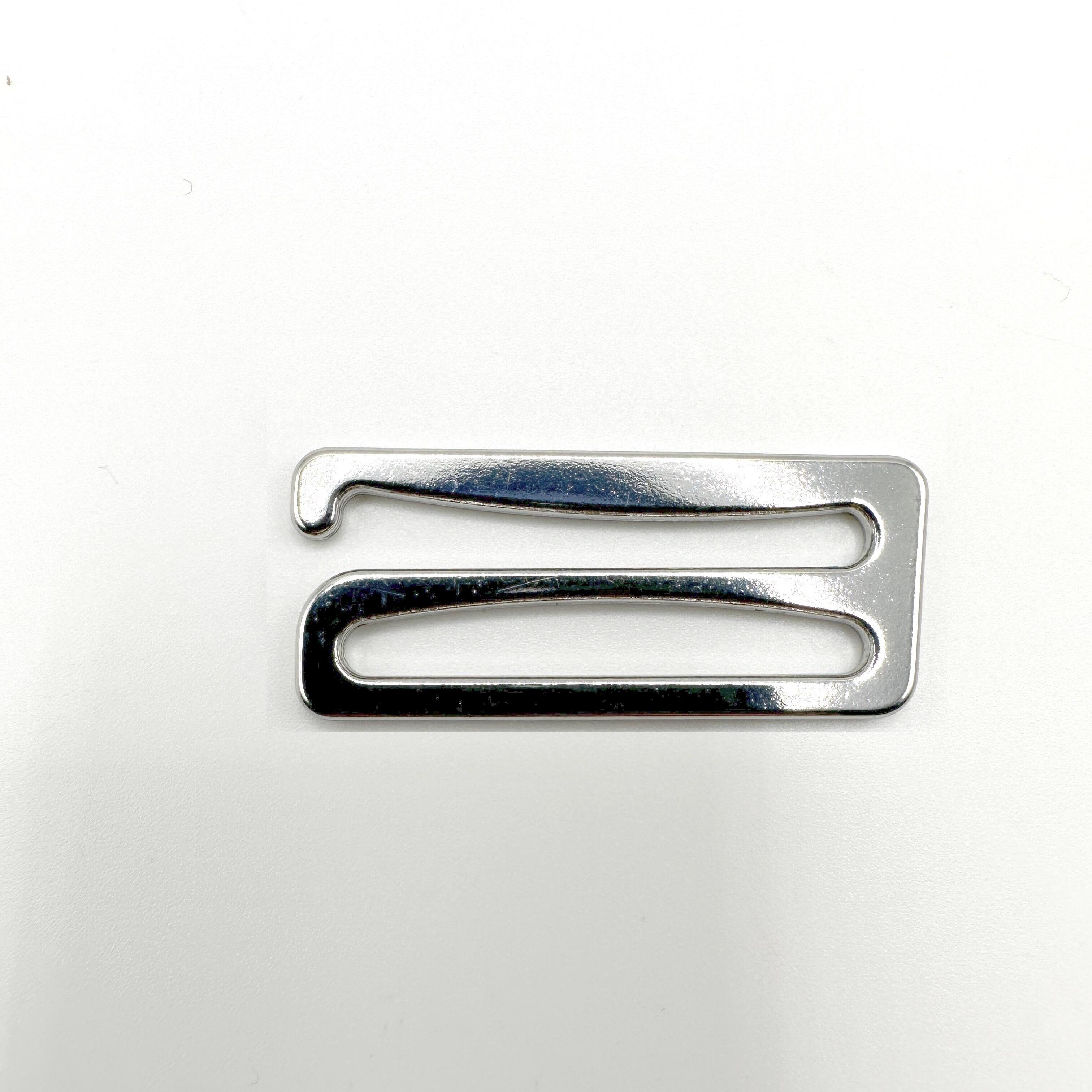 Bra/Suspender Fittings - Round Profile - 33mm SILVER Colour Metal  HOOK/Fastener, each