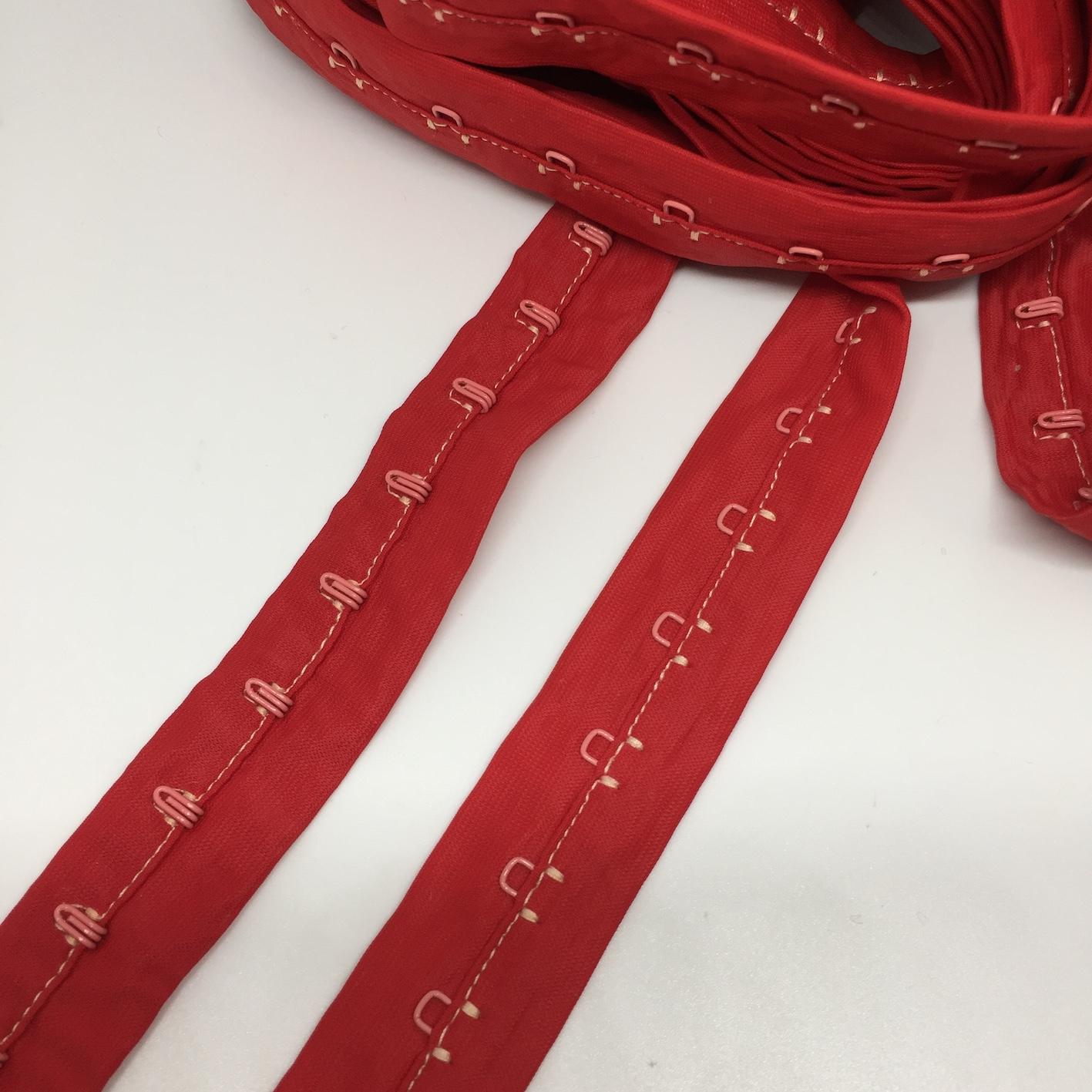 Bra Hook and Eye Tape - Plain Back - Single - 19mm - RED (post-dyed) (red  metal fittings), per metre (both sides)