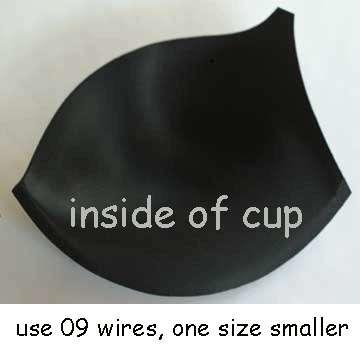 Bra Making - Moulded Cups - Plunge Style, extra boost, with flange (YF162),  BLACK, per pair