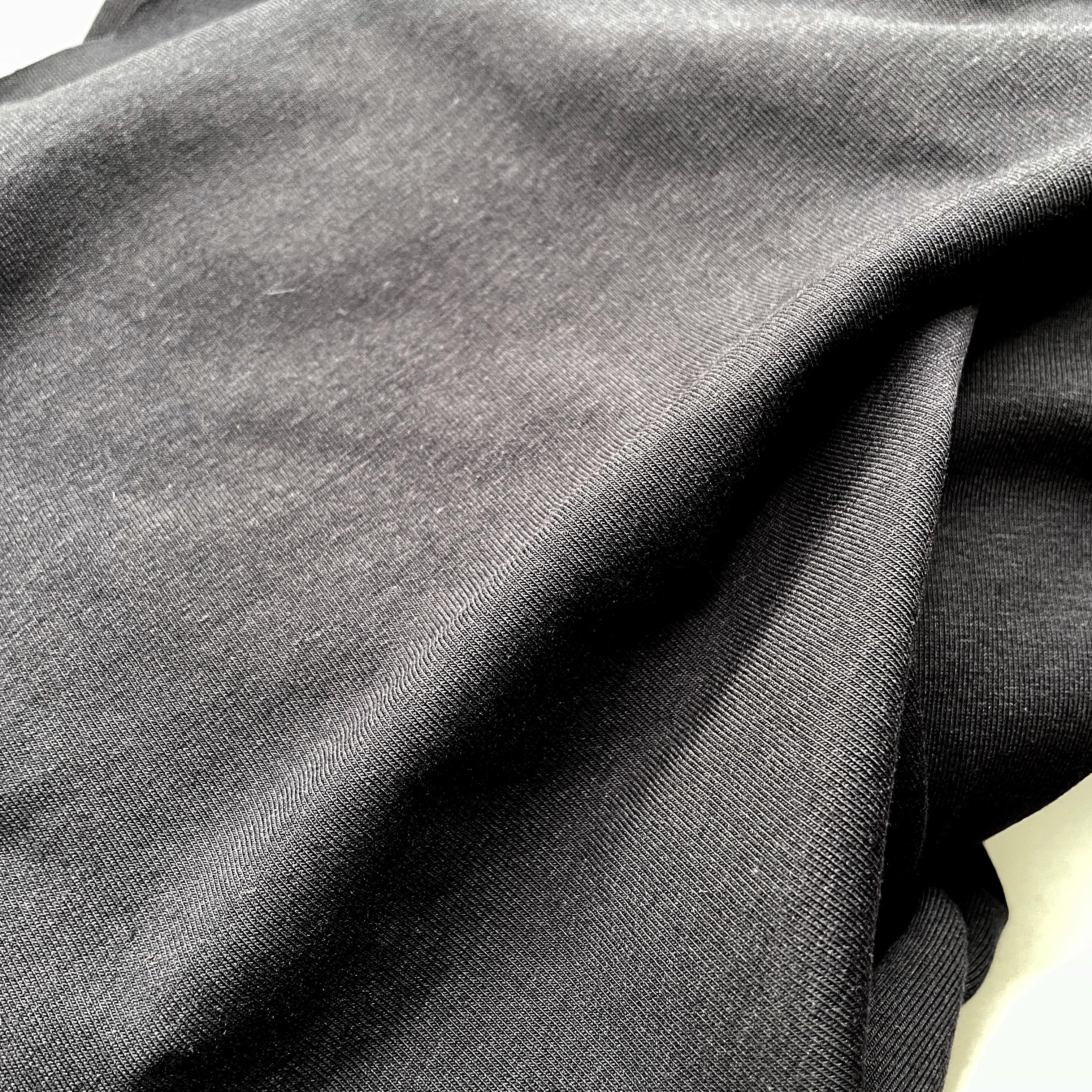 Jersey Fabric - Heavy Weight 240gsm - Stretch Cotton lycra (TESSA) -  CHARCOAL (Nearly Black) - Hoodie/Leggings/leotards/gym etc