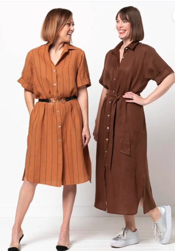 Pattern - Style Arc - Dress - Loose Fitting Button up Shirt style, 2  lengths - The Palmer Woven Dress, each