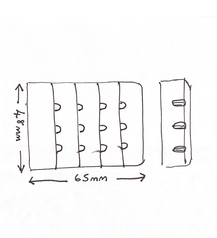 Bra Back Fastener - 48mm, 4 hook/eye adjustment (4x3) - Soft Seal