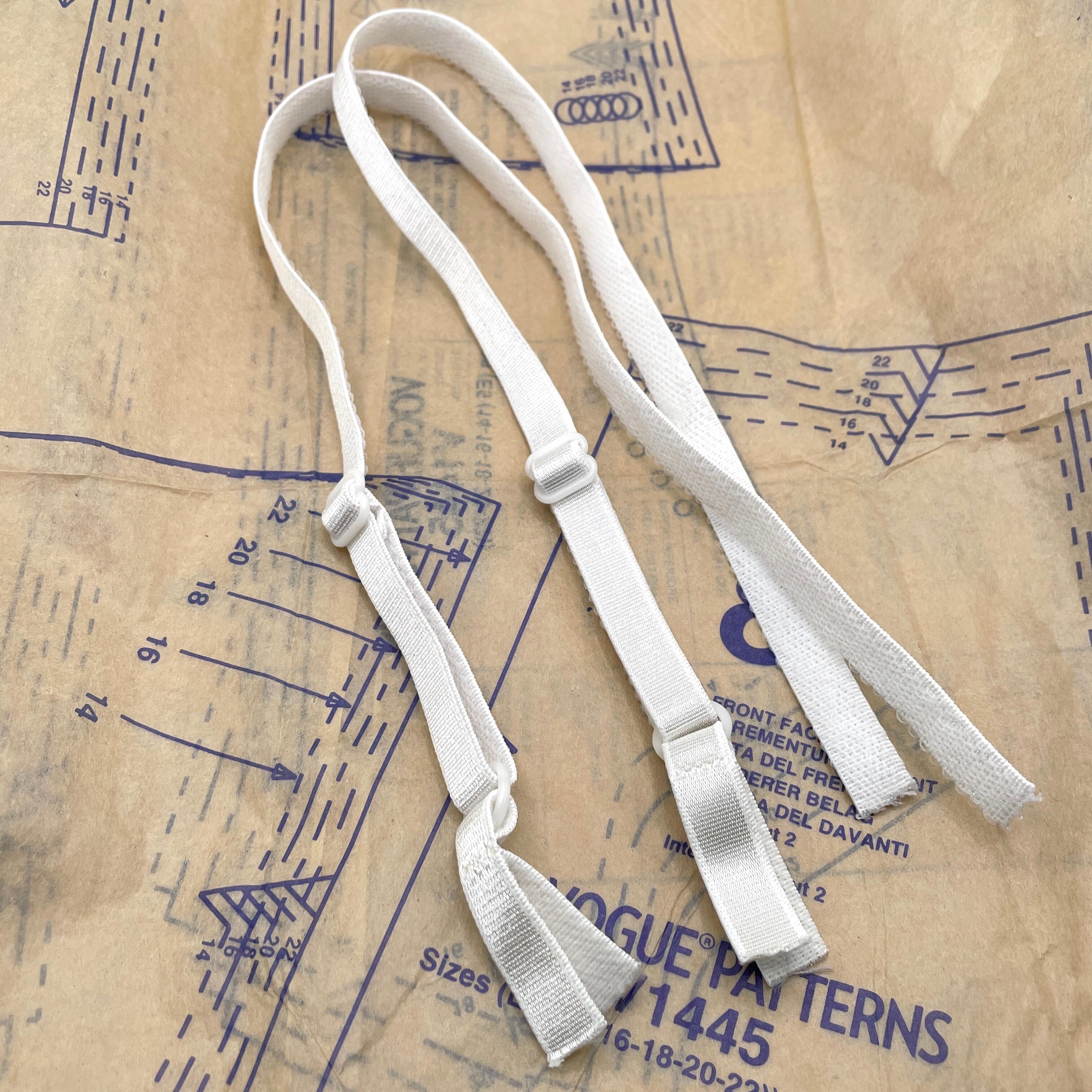 Bra Straps - Sew on - Full length (49cm) - Plain Edge Sheen Strap, with  Plush Back, Plastic Fittings - 10mm - GREIGE (undyed white/Ivory)