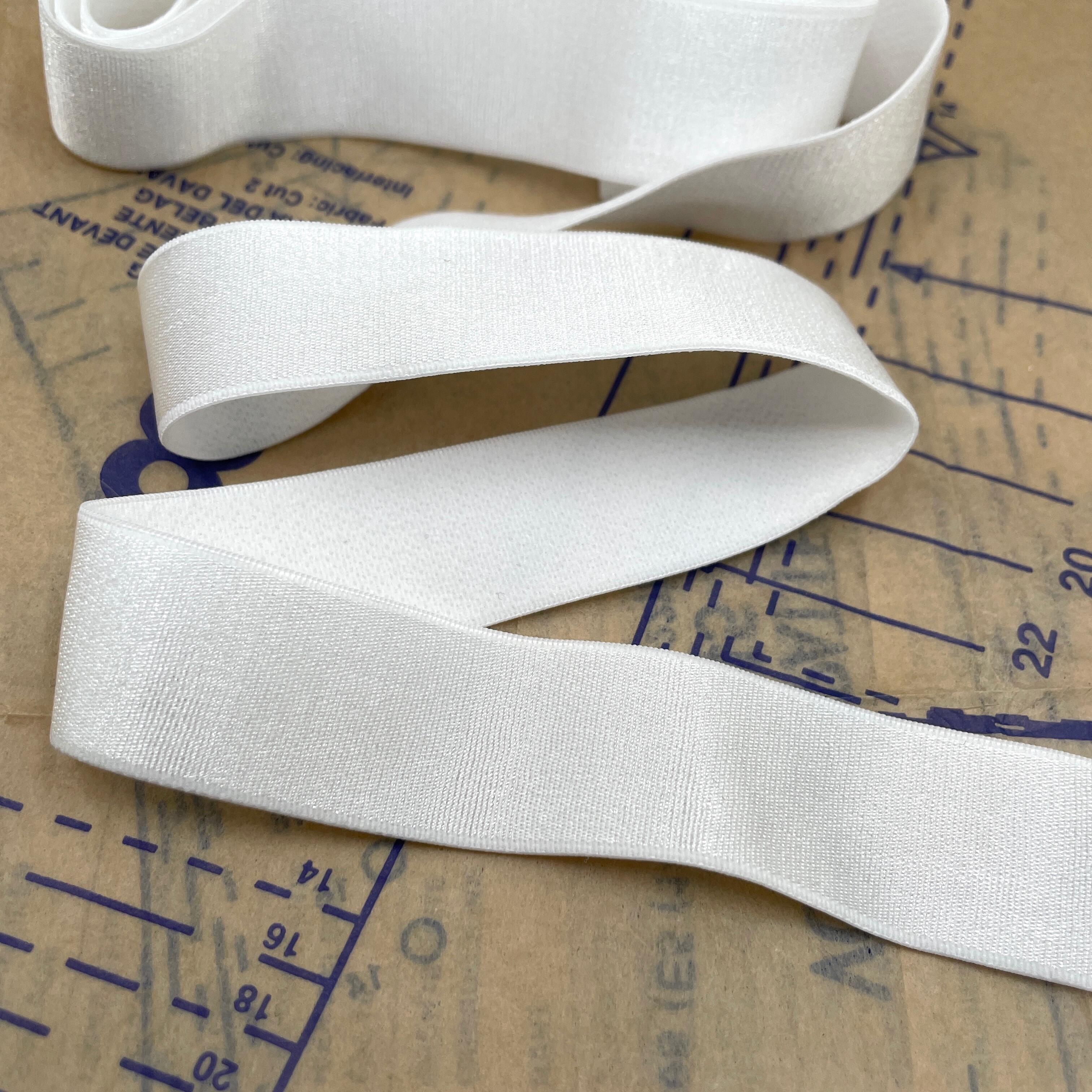 Bra Strap/Band & Suspender elastic - Soft & Stretchy (L32604) Shiny Face,  with soft back - 20mm WHITE