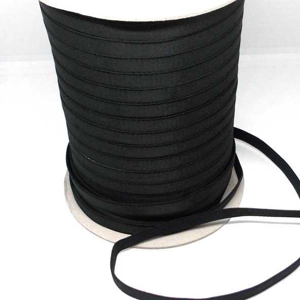 Bra STRAP Elastic - 13mm BLACK - Plain Edge (SW00687) Shiny Face, with  plush back