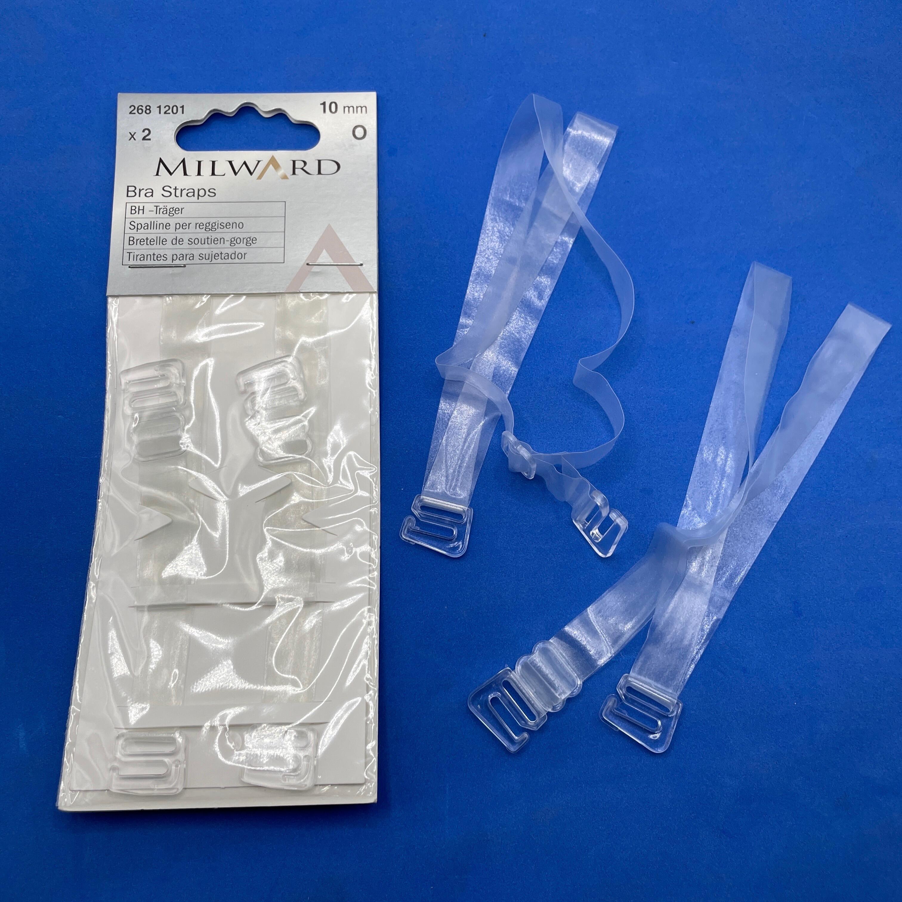 Bra Straps - Hook on - Replacement (48cm) - Clear Plastic with Union Jack  print, Clear plastic Fittings - 12mm - UK/ENGLAND - Clear/Red/White/Blue,  per pair