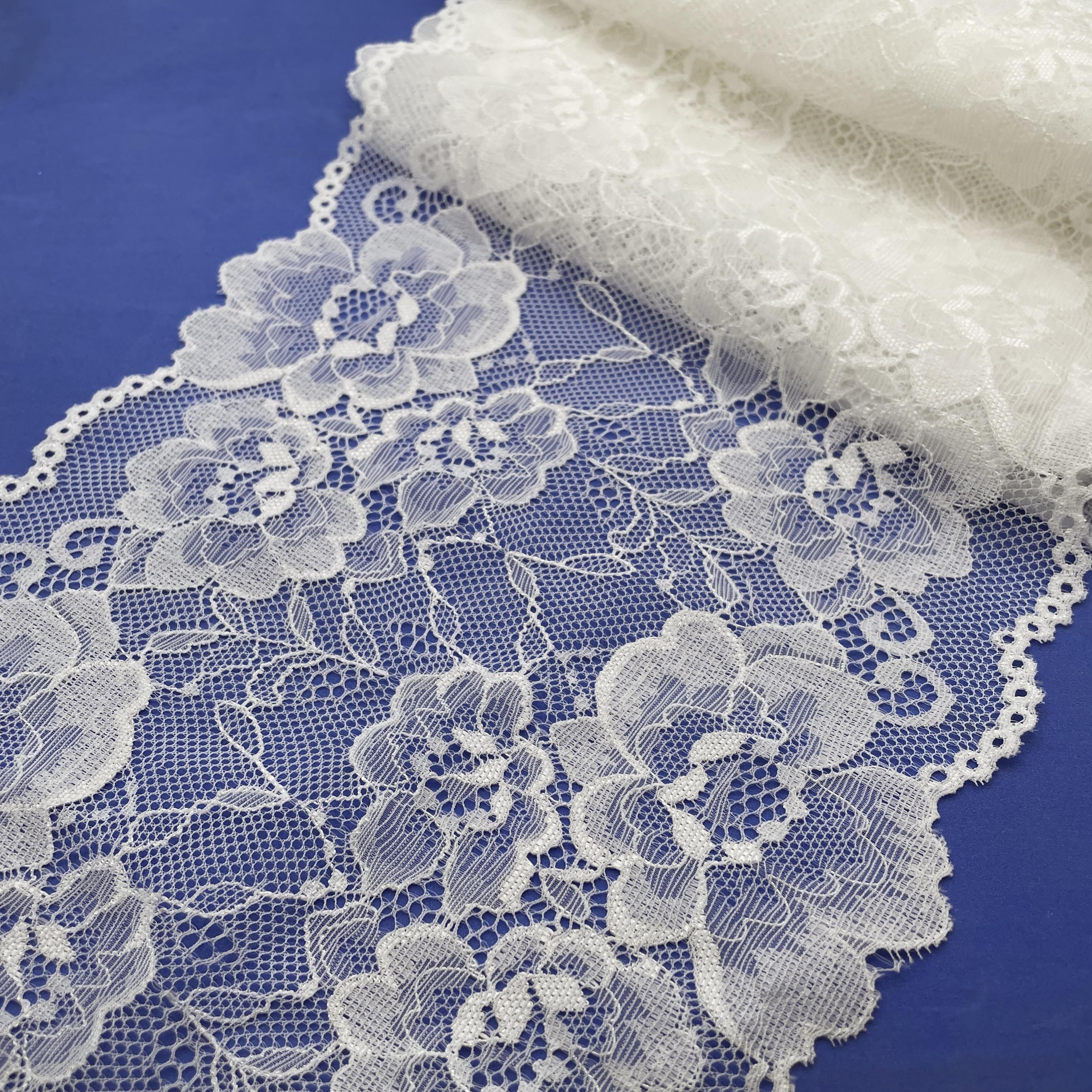 5 Yards Royal Cobalt Blue White Galloon Sheer Stretch Sewing Lace 5.75  Wide Pattern Embroidery Sewing Fabric Delicate Clothing Garment Supply