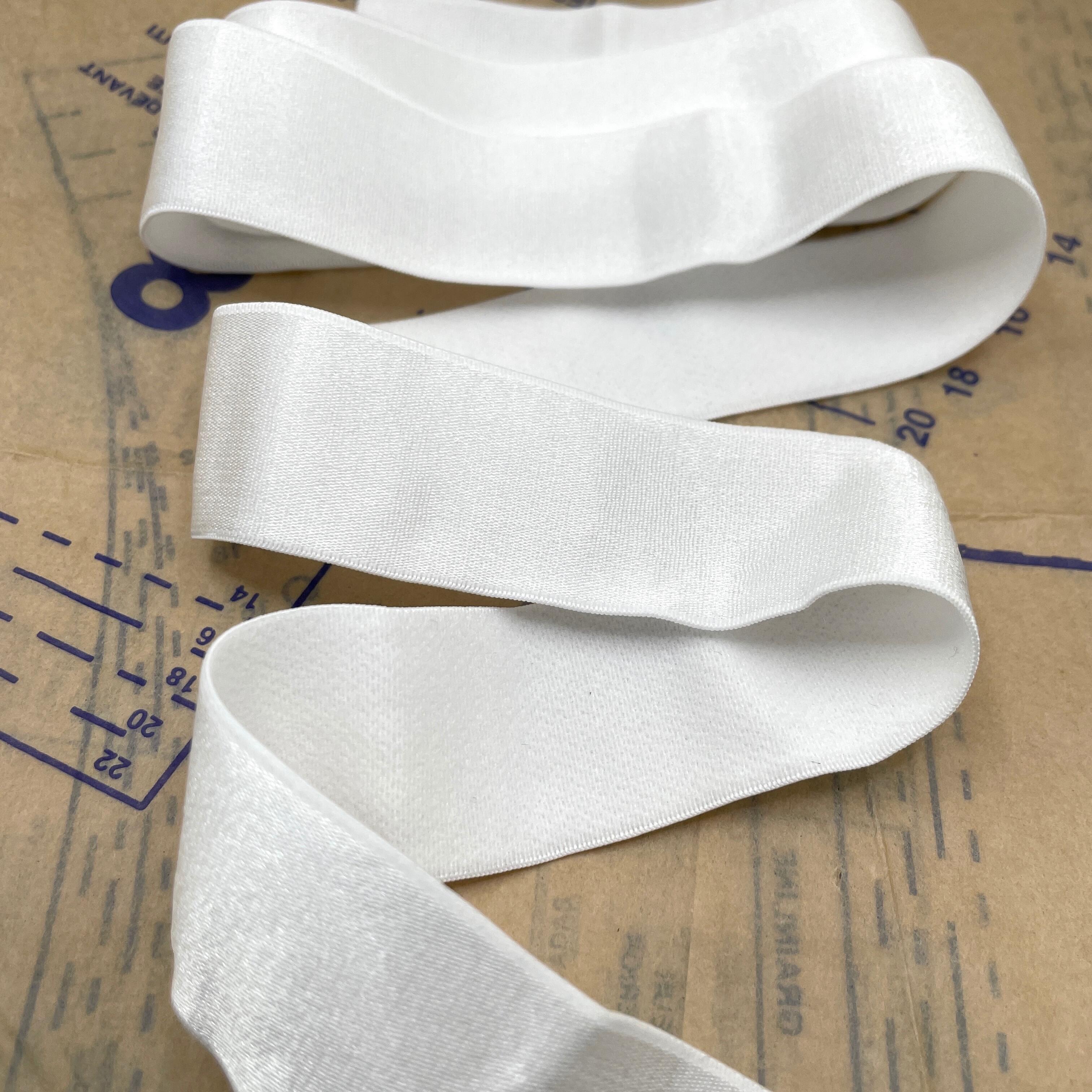 Bra Strap/Band & Suspender elastic - Soft & Stretchy (L32604) Shiny Face,  with soft back - 25mm WHITE