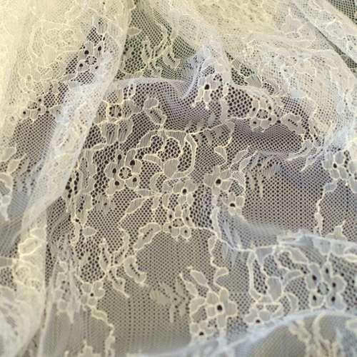 Fabric - Allover Lace - Non-Stretch - Delicate Floral - 130cm wide - WHITE,  per 1 metre piece