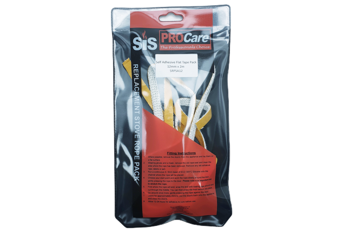 SiS Procare White 12 milimetre x 2 metre Self Adhesive Flat Tape Pack - product code SRPSA12