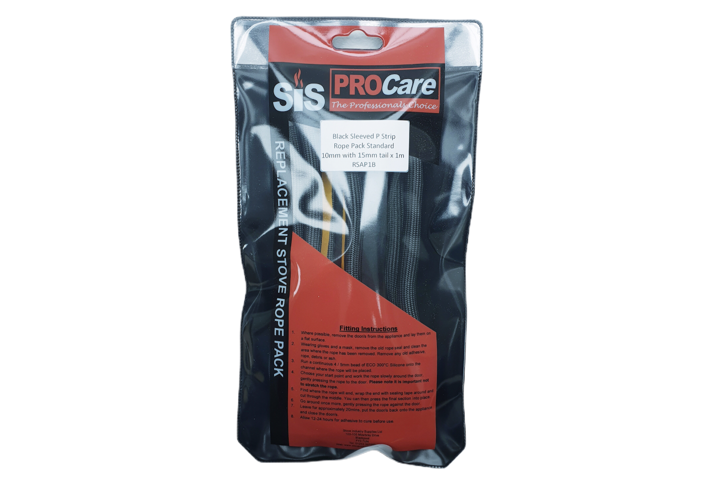 SiS Procare  10 milimetre with 15 milimetre tail x 1M P Strip Stove Rope Pack