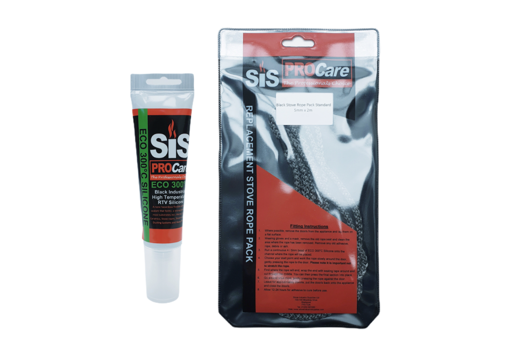 5mm x 2m Black Standard Stove Rope & Glue Pack