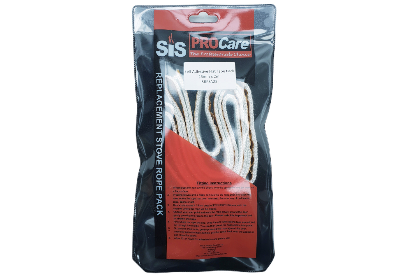 SiS Procare White 25 metrem x 2 metre Self Adhesive Flat Tape Pack - product code SRPSA25