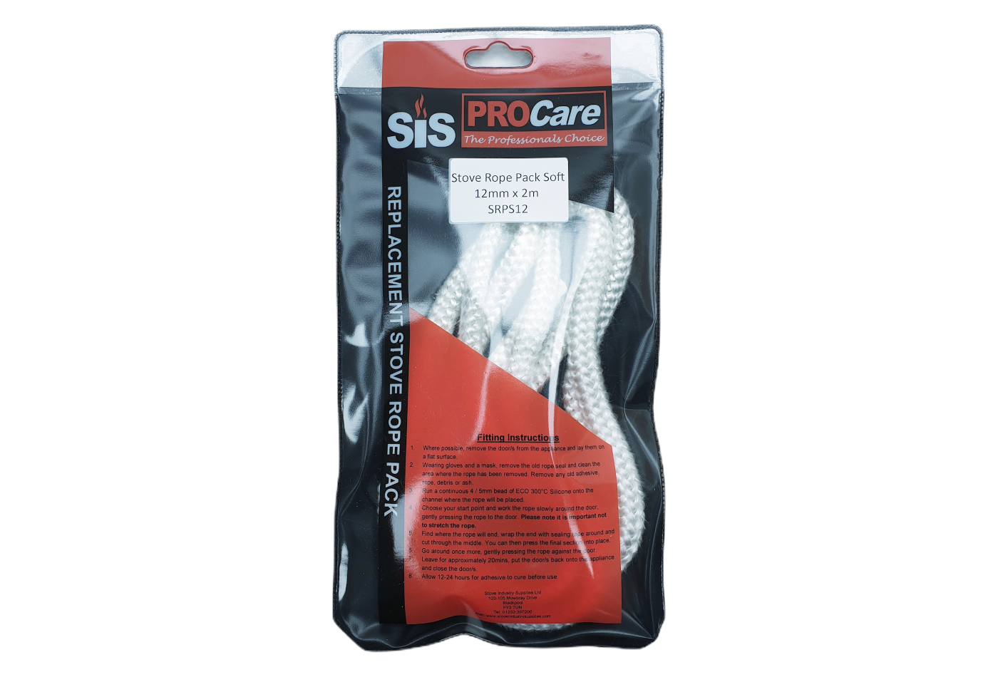 SiS Procare White 12 milimetre x 2 metre Soft Stove Rope Pack - product code SRPS12