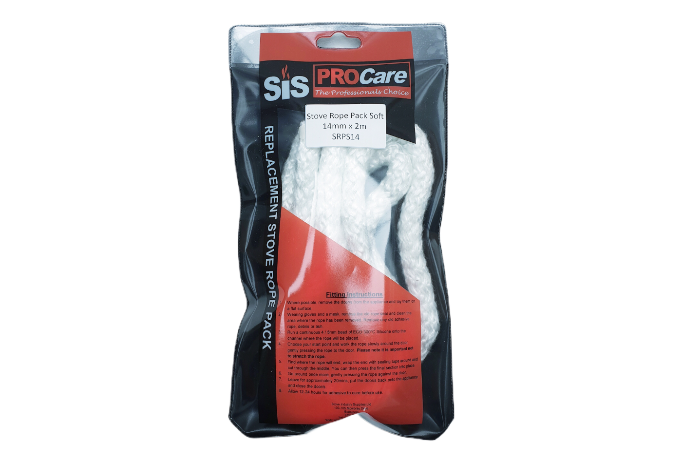 SiS Procare White 14 milimetre x 2 metre Soft Stove Rope Pack - product code SRPS14