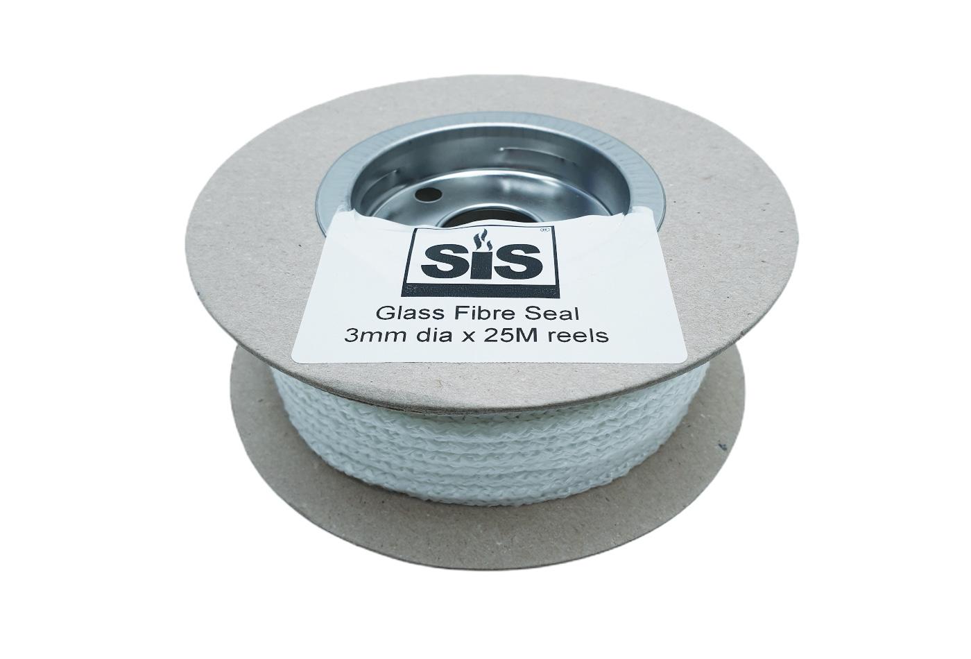 A 25 metre reel of white 3mm standard stove rope - product code R325