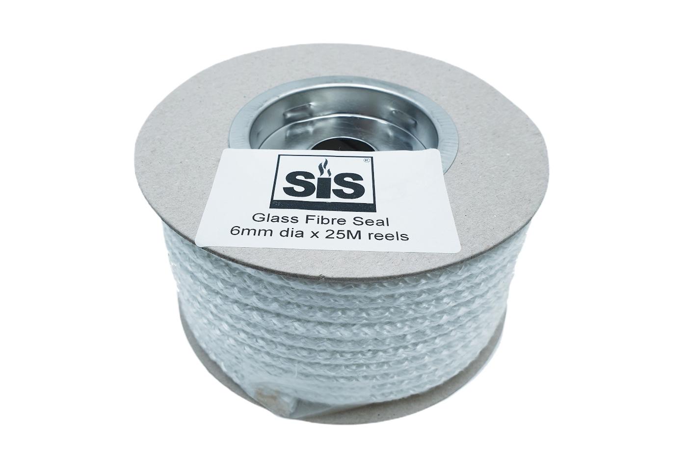 A 25 metre reel of White 6mm standard stove rope - product code R625