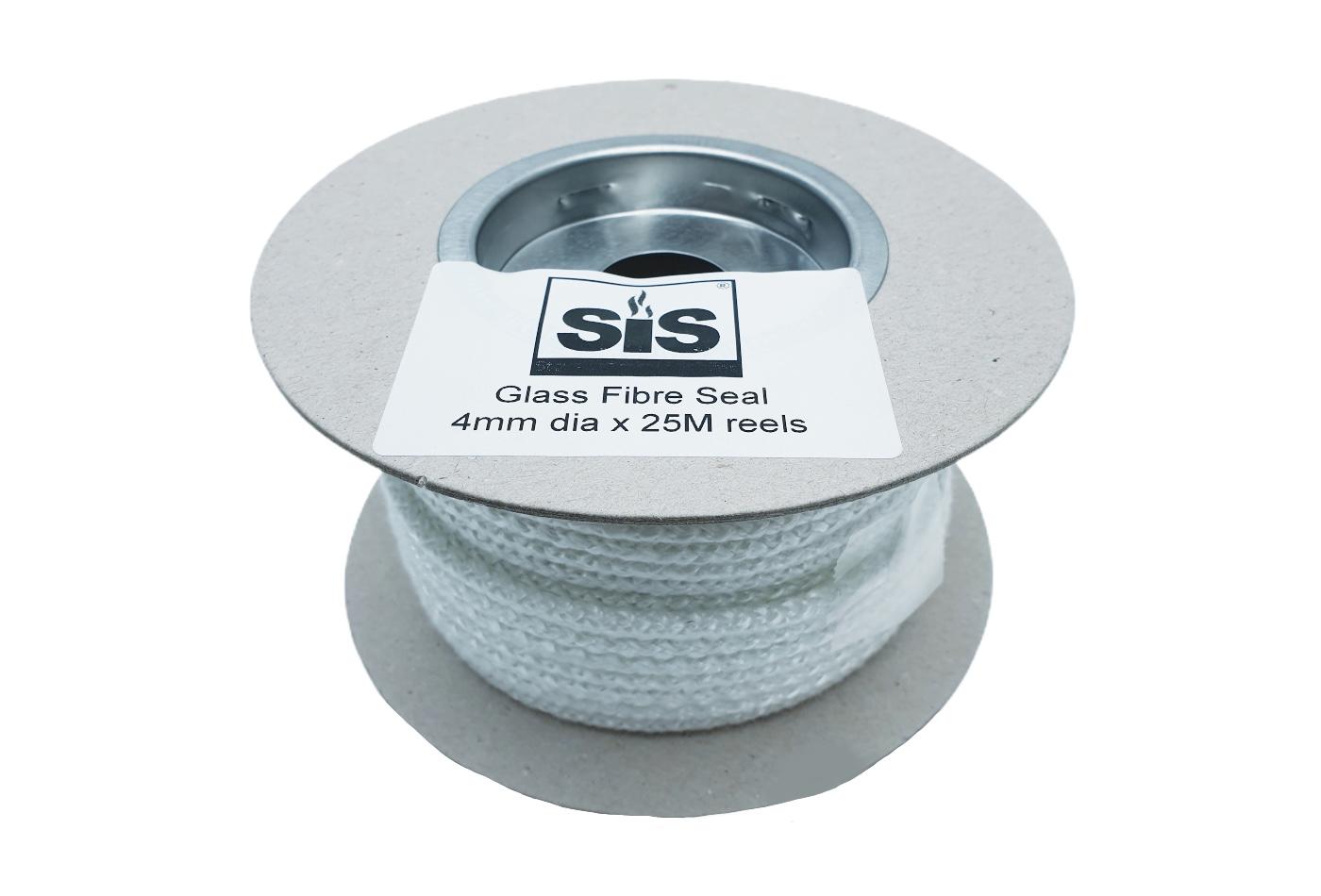 A 25 metre reel of white 4mm standard stove rope - product code R425