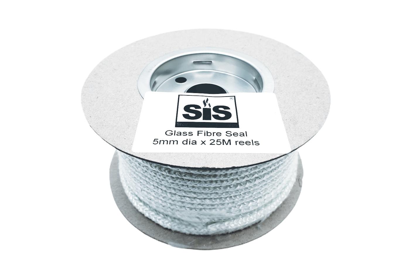 A 25 metre reel of white 5mm standard stove rope - product code R525