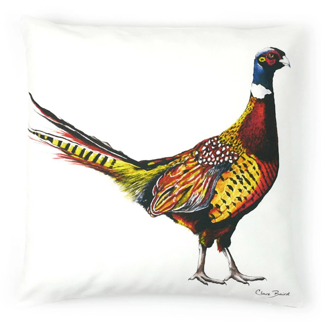 Reversible design - Large watercolour pheasant with small patterned pheasants on the reverse