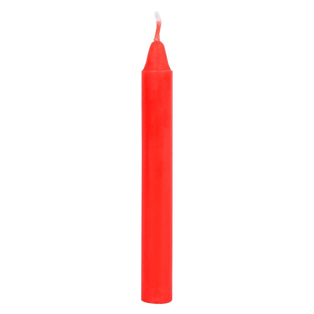 A single red 'love' spell candle for use with rituals to attract love, sex and vitality.