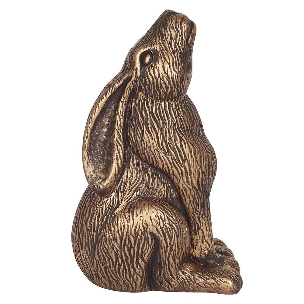 Moon Gazing Terracotta Hare Ornament with a bronze coloured finish.
