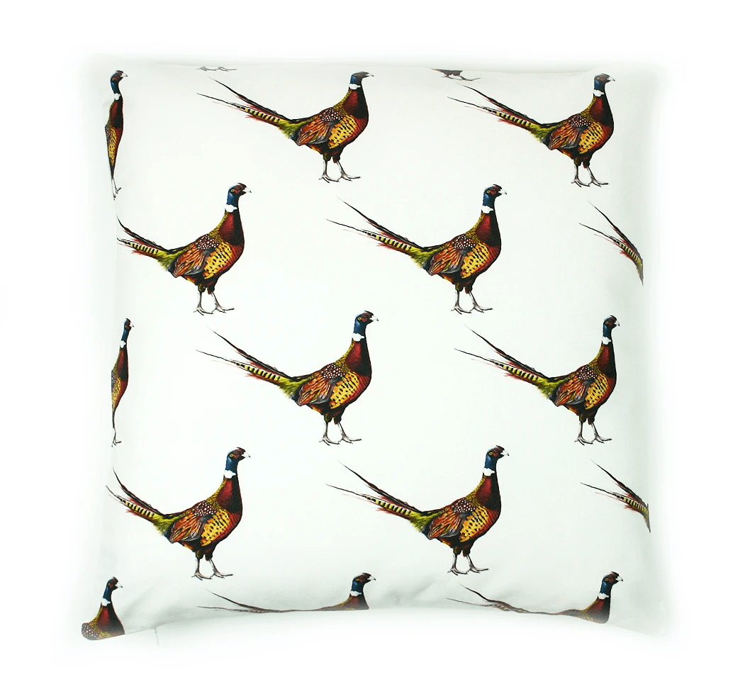 Reversible design - Small patterned pheasants with a large watercolour pheasant on the reverse