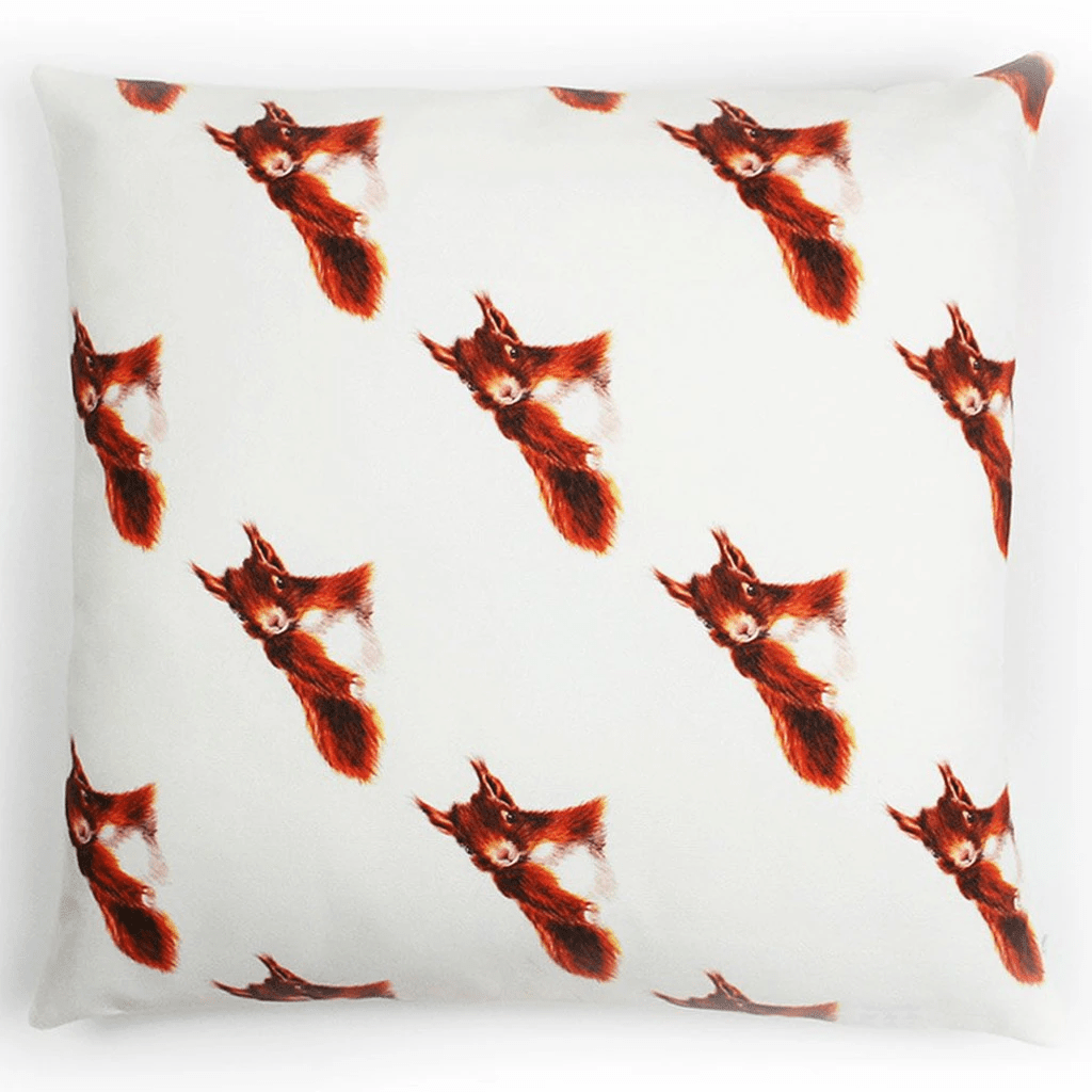 Reversible design - Small red squirrels with a large watercolour red squirrel on the reverse, handmade by Clare Baird.